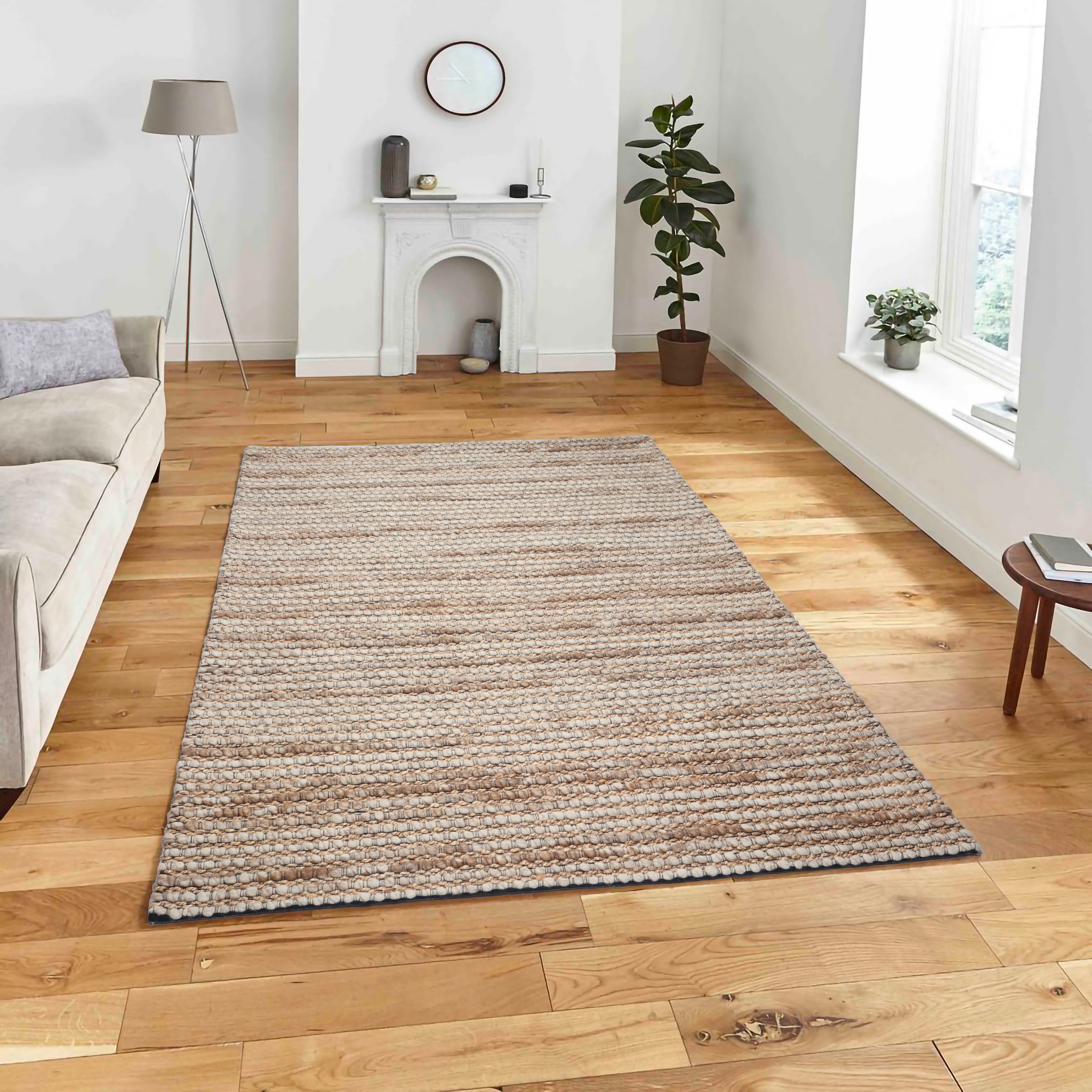 my home Wollteppich »Leevy, Wolle und Jute- handgewebt«, rechteckig, 25 mm Höhe, handgewebt, Handweb Teppiche, Wohnzimmer, Schlafzimmer, Esszimmer