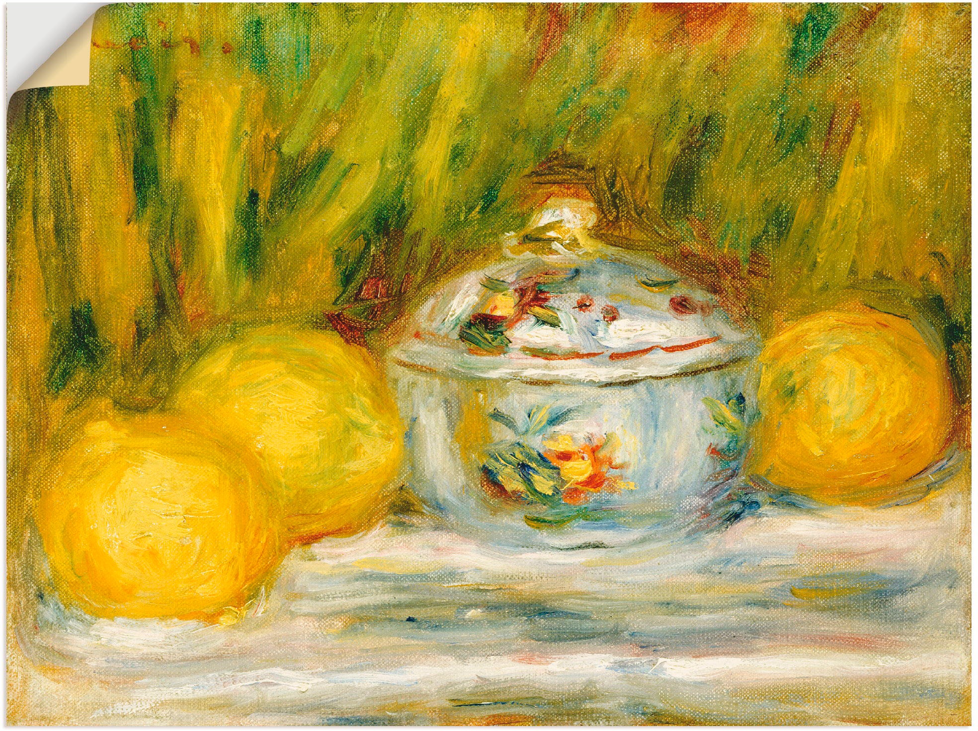 Image of Artland Wandbild »Stillleben mit Zuckerdose und Zitronen«, Arrangements, (1 St.), in vielen Grössen & Produktarten -Leinwandbild, Poster, Wandaufkleber / Wandtattoo auch für Badezimmer geeignet bei Ackermann Versand Schweiz