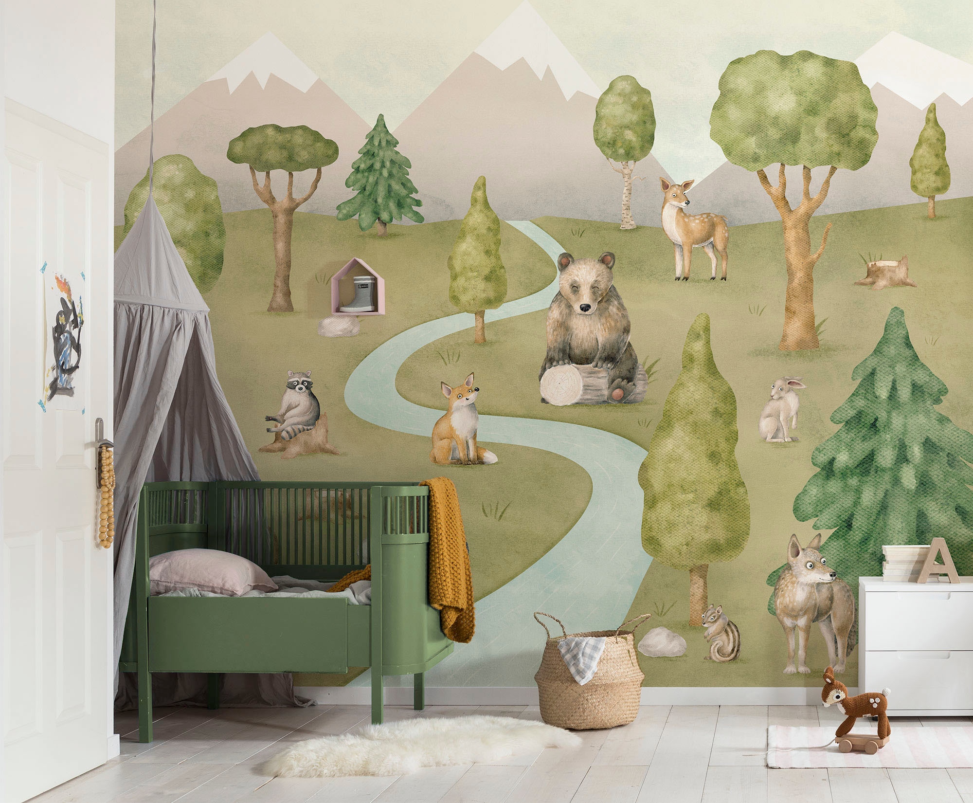 Image of Komar Fototapete "Digitaldruck Vlies - Neighbor-wood Meetings - Grösse 300 x 250 cm" bedruckt glatt Wohnzimmer, Schlafzimmer