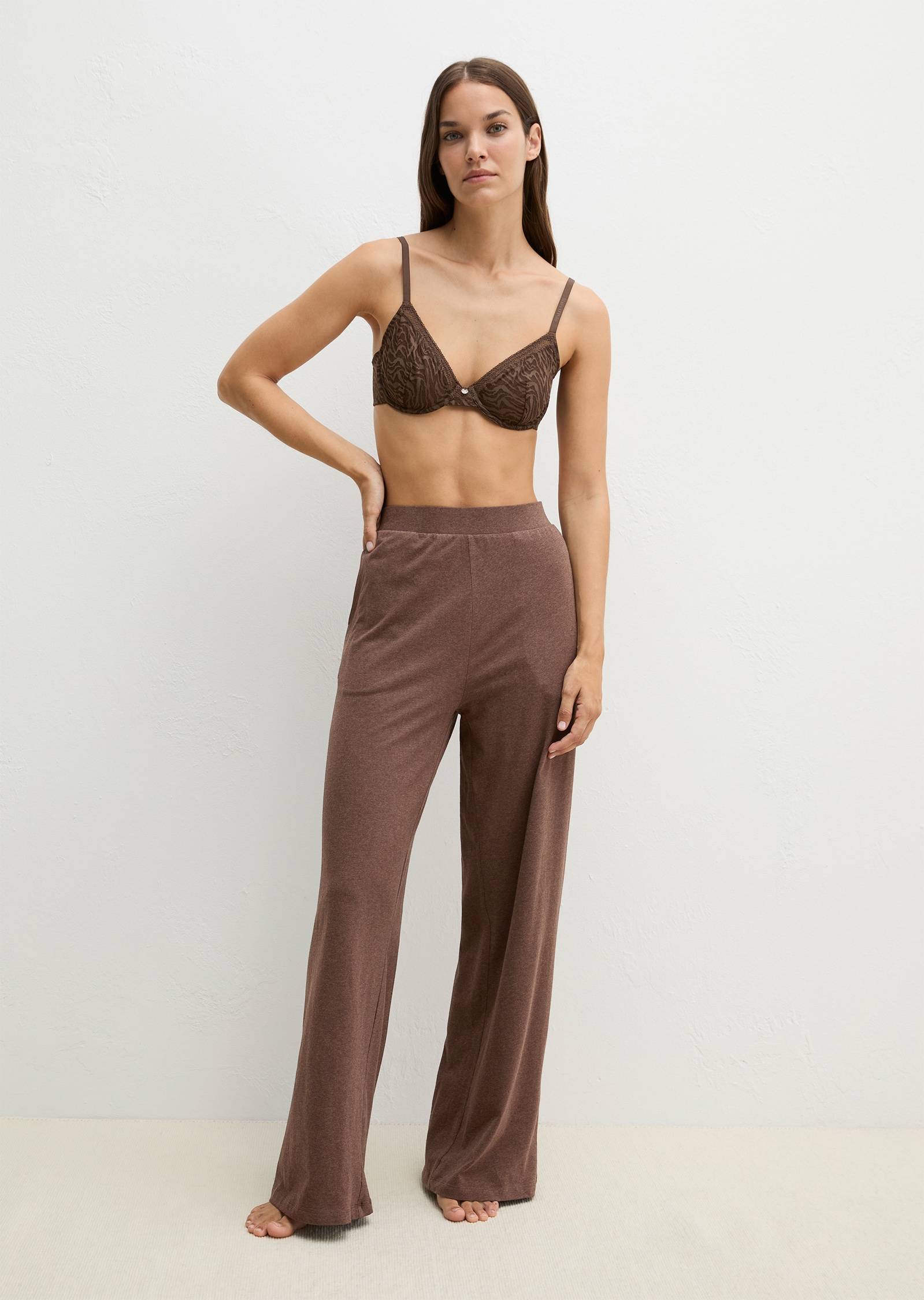 Image of Marc OPolo Loungehose für Homewear, lässige Passform, mit geradem Bein, aus Baumwollmischung