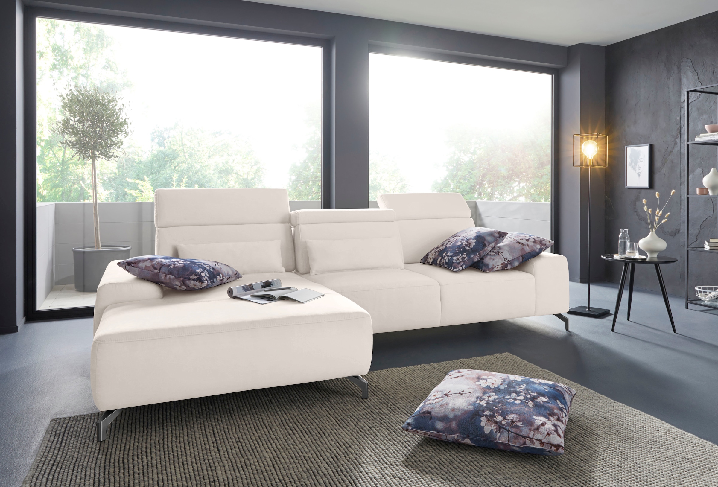 sit&more Ecksofa »Gizeh L-Form«, Fusshöhe 12 cm, inklusive Sitztiefenverstellung und Kopfteilverstellung
