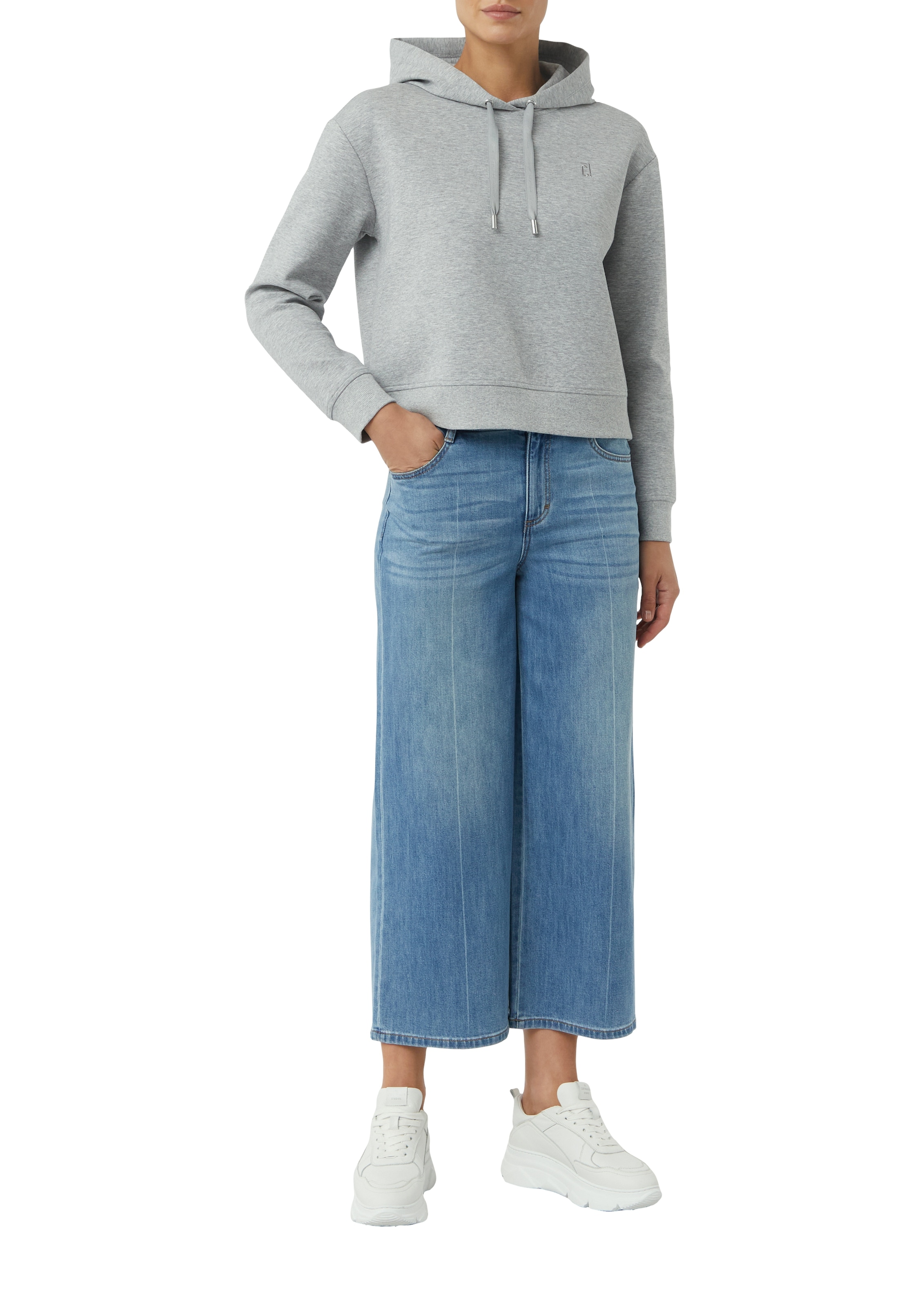 comma casual identity Kapuzensweatshirt, cropped, casual, mit Kapuze, Baumwollmischung