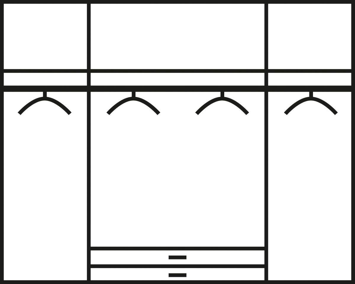 rauch Drehtürenschrank "Kleiderschrank Schrank Ankleide Garderobe Schlafzimmerschrank MEMPHIS" Breiten: 181/225/270 cm, Höhe 210 cm, mit Spiegel und Schubladen, viel Stauraum MADE IN GERMANY