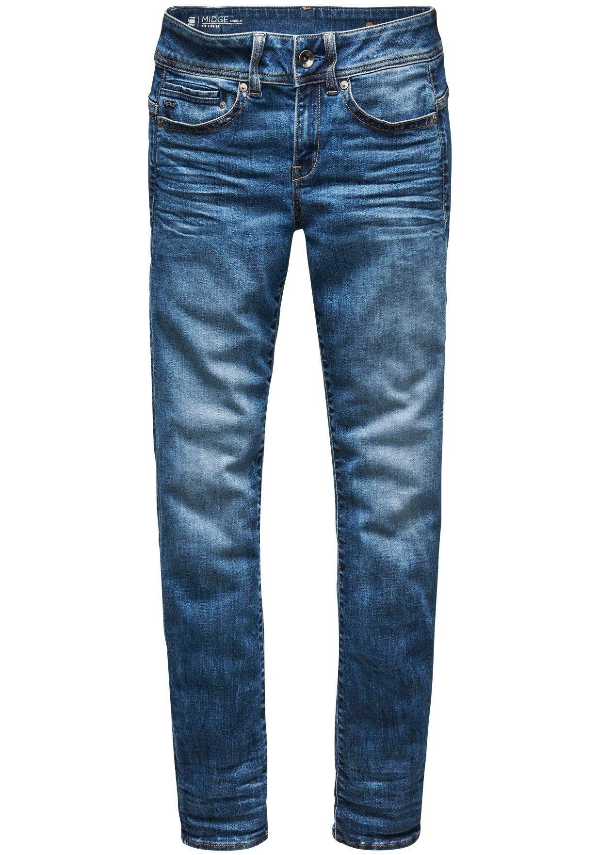 G-Star RAW Straight-Jeans »Midge Straight Women«, mit Used-Effekten