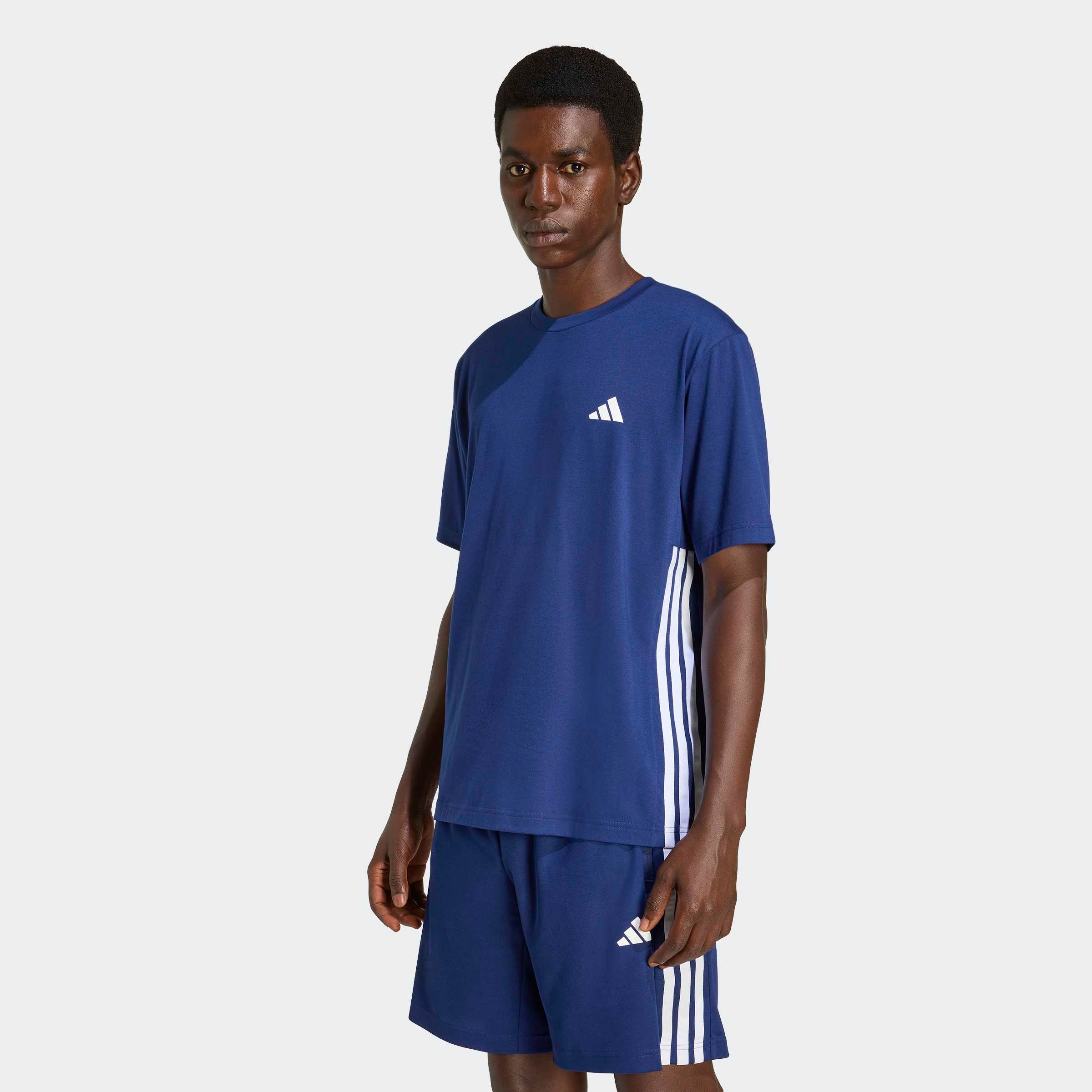 Image of adidas Performance T-Shirt "WORKOUT ESSENTIALS FEELREADY 3-STREIFEN" mit Rundhalsausschnitt, sportlicher Stil, aus Single Jersey