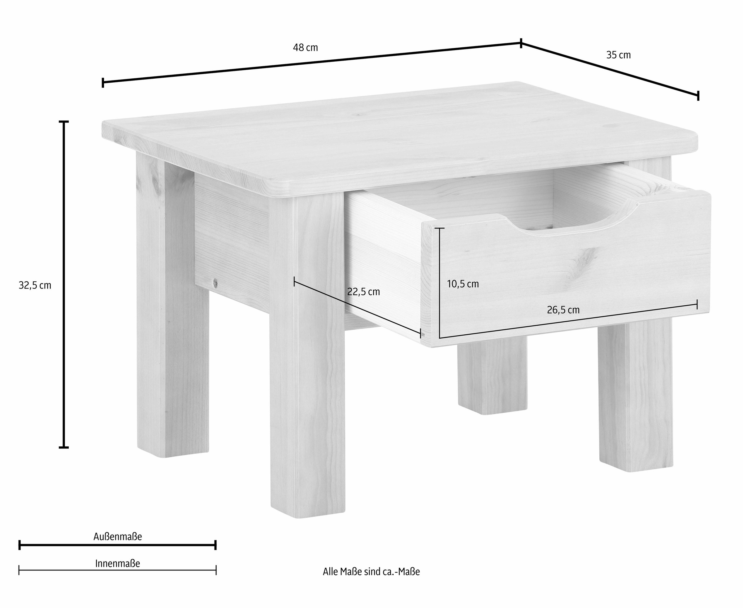 Home affaire Nachttisch »"KERO"«, zertifiziertes Massivholz, 1 Schubladen, ohne Griffe