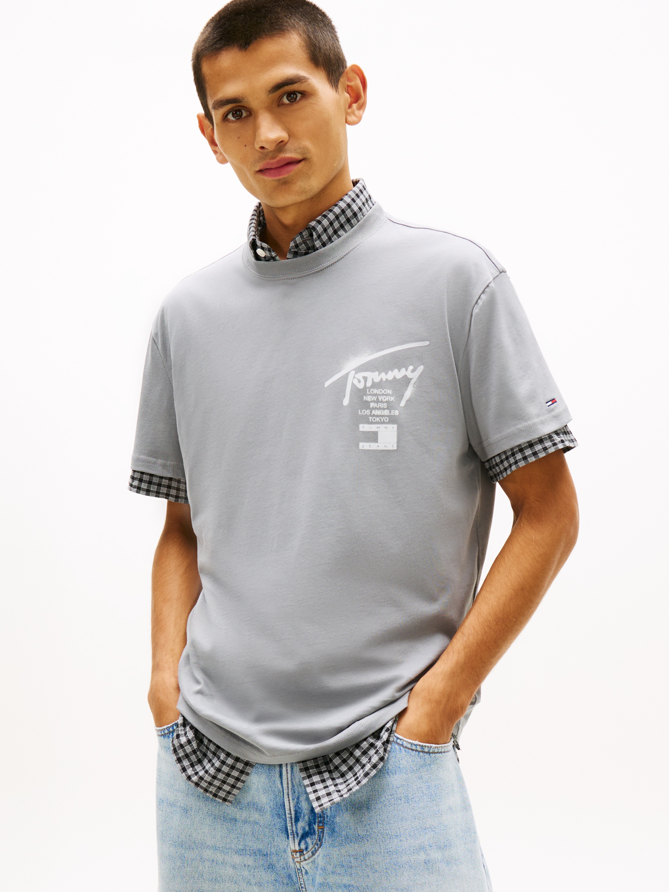 Image of Tommy Jeans T-Shirt "TJM REGULAR CITY SIGN" Regular fit mit Markenprint