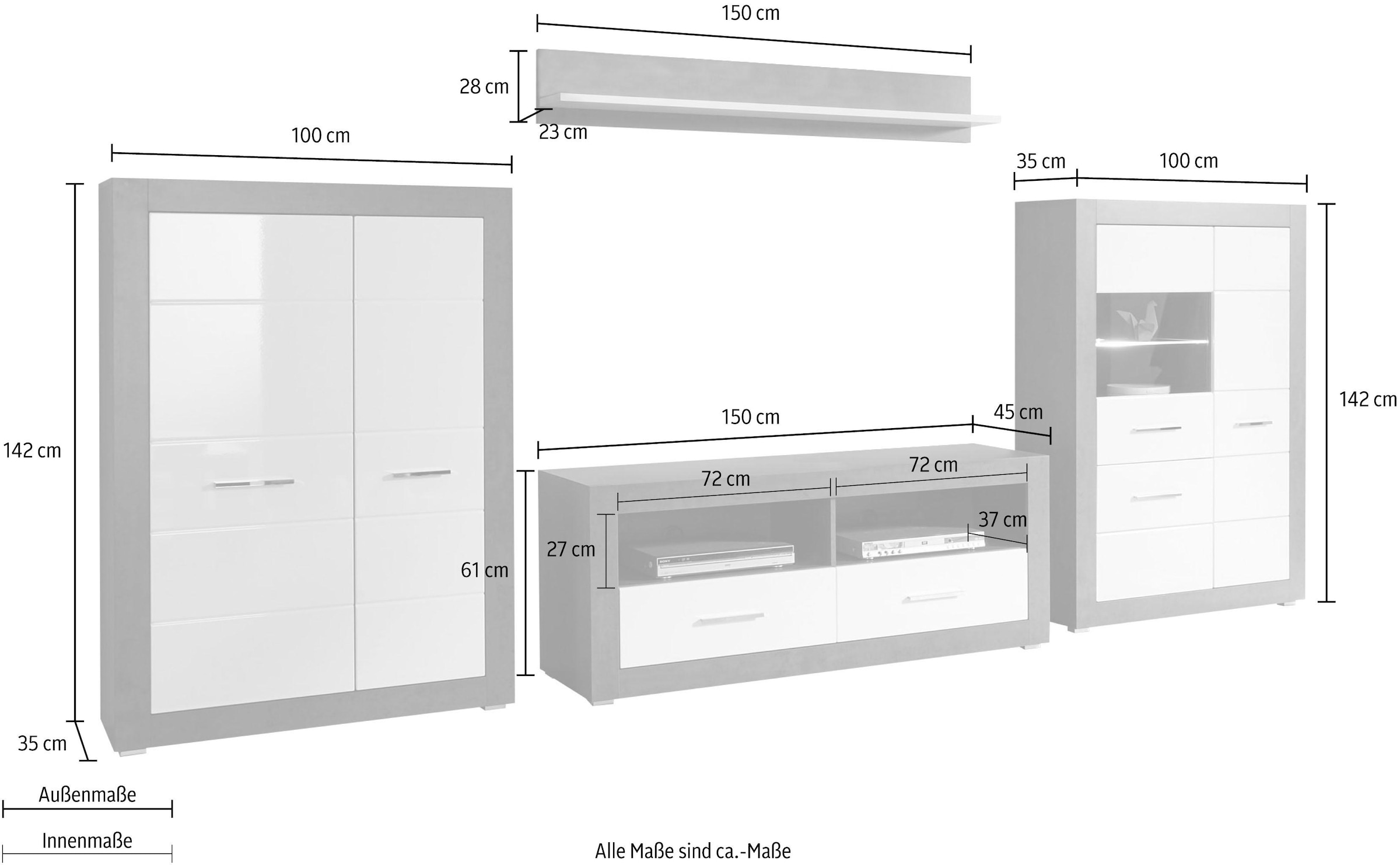 Home affaire Wohnwand »Etero« Set, 4 Stk. tlg.