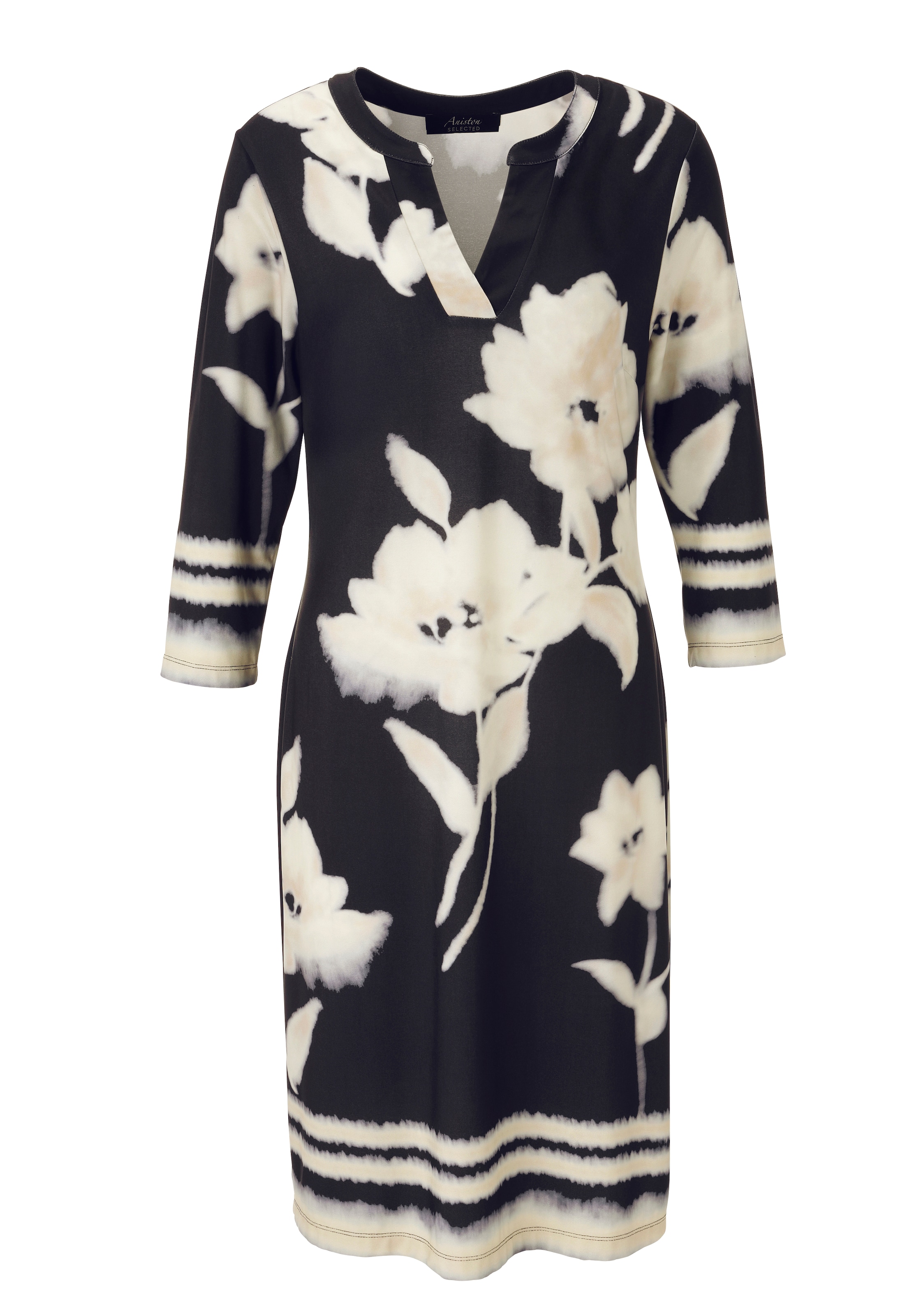 Aniston SELECTED Jerseykleid, mit grossflächigen Batik-Blumen und Blüten bedruckt - NEUE KOLLEKTION