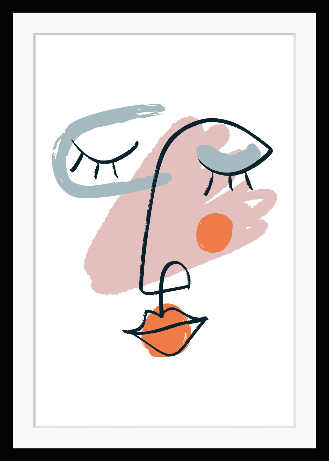 Image of queence Bild "Marina" Abstrakt Figuren Gemälde Gesicht Kunst HD Premium Poster-Druck inkl. Holzrahmen