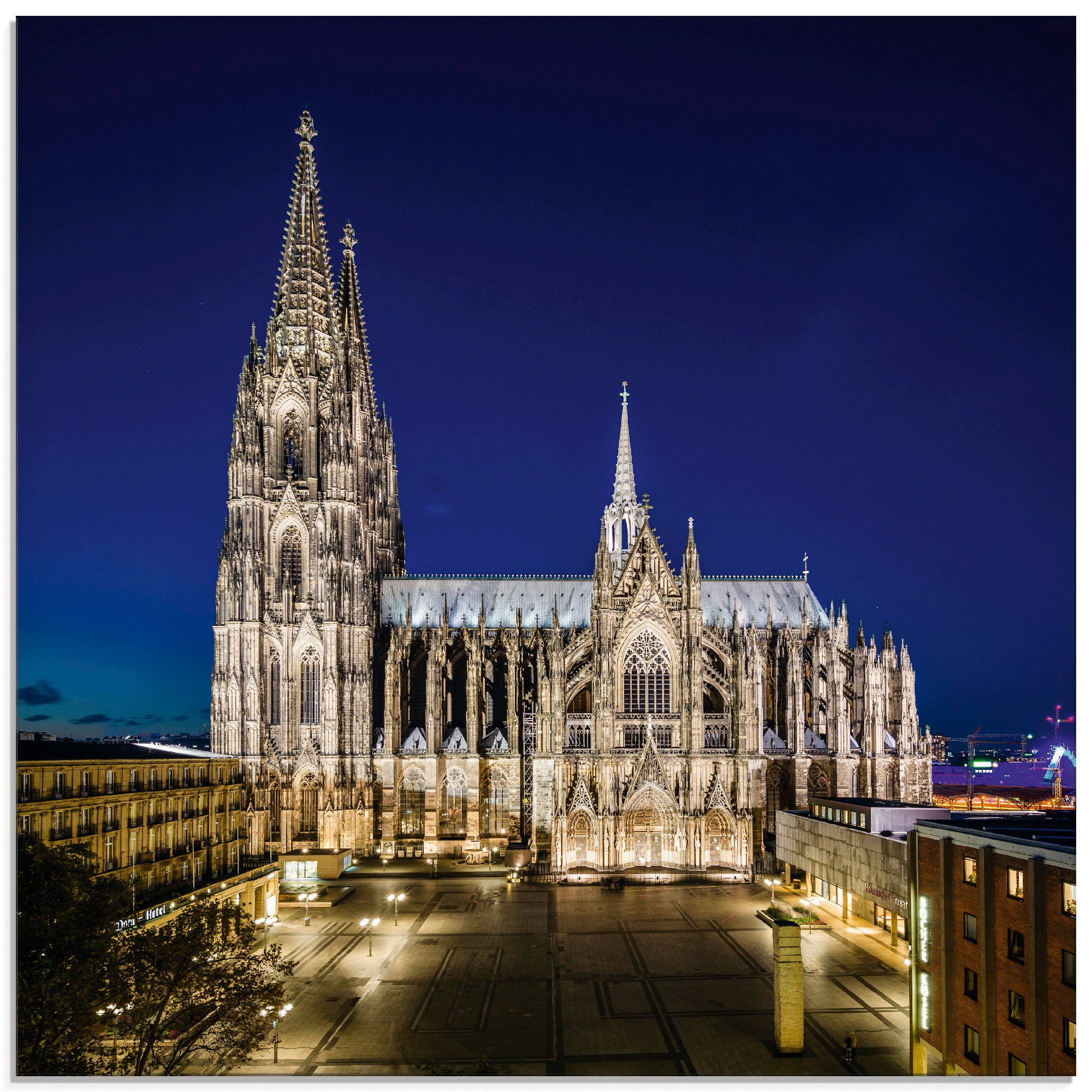 Image of Artland Glasbild "Kölner Dom am Abend" Gebäude 1 Stk. tlg. in verschiedenen Grössen