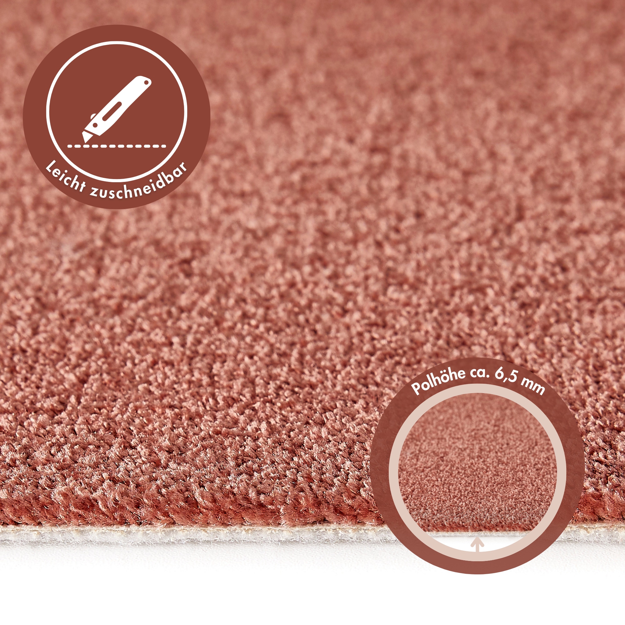 Andiamo Teppichboden »Verona, Velours, Made in Belgium«, rechteckig, 6 mm Höhe, Uni Farben, Breite 400 cm oder 500 cm, strapazierfähig, pflegeleicht