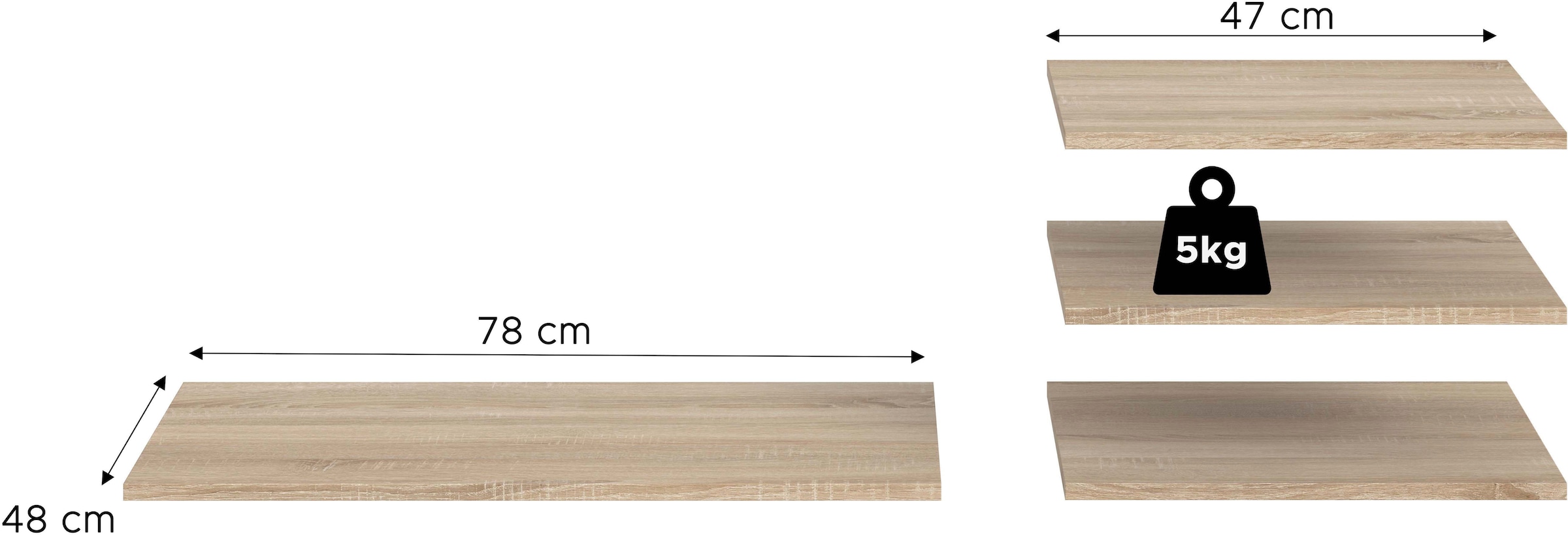 Image of Home affaire Einlegeboden "BENDINGO, 4er Set Einlegeböden, Breite: 78cm & 47cm" 1 Boden in 78 cm Breite & 3 Böden in 47 cm Breite