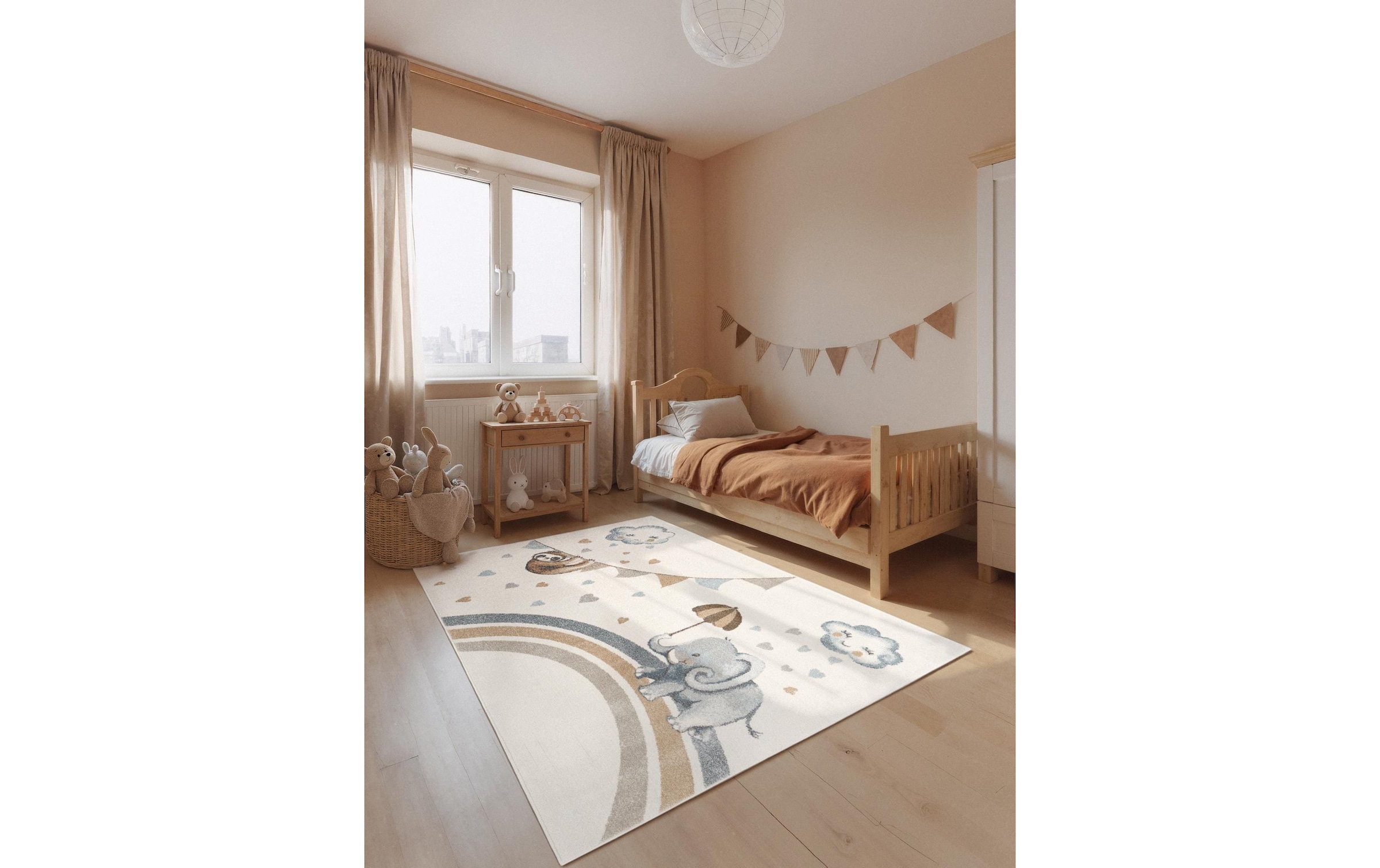 Villeroy & Boch Kinderteppich »Walk like an Elephant Rainy Party Teppich« rechteckig 9 mm Höhe Spielteppich weich, Kinderzimmer, Boho Kids Spielunterlage, Tieremotiv
