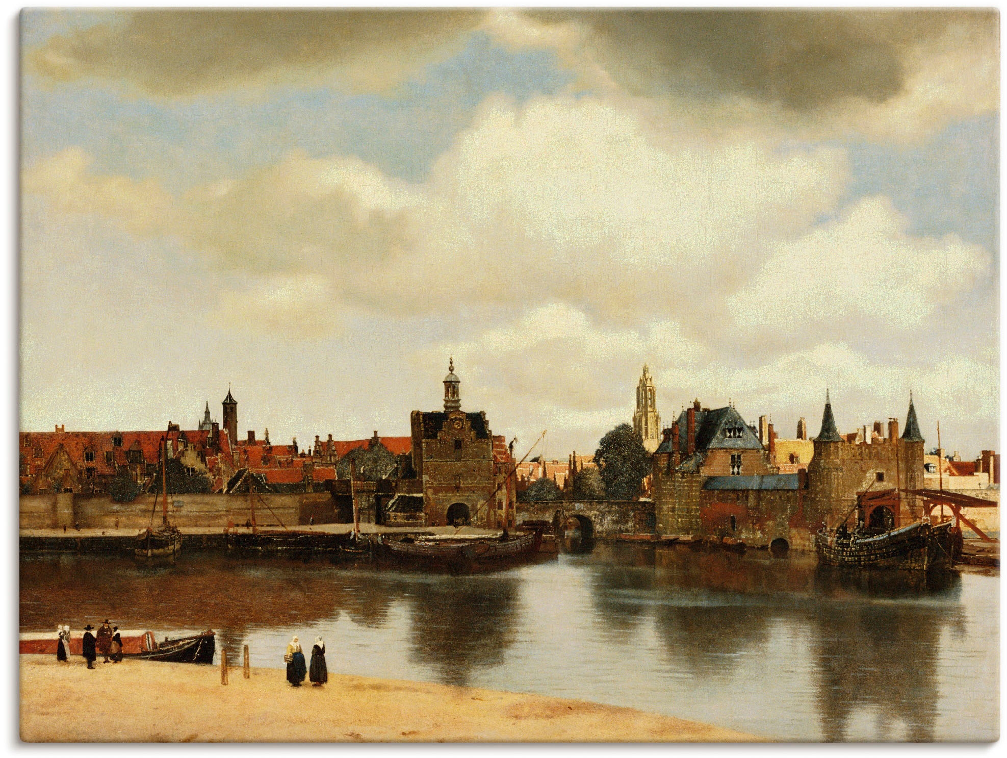 Image of Artland Leinwandbild "Ansicht der Stadt Delft. Um 1660" Niederlande 1 Stk. tlg. auf Holzrahmen gespannt