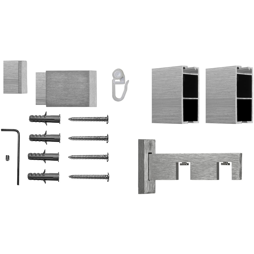 indeko Gardinenstange »Inline«, 2 läufig-läufig, Fixmass, Innenlauf Komplett-Set inkl. Gleitern und Montagematerial