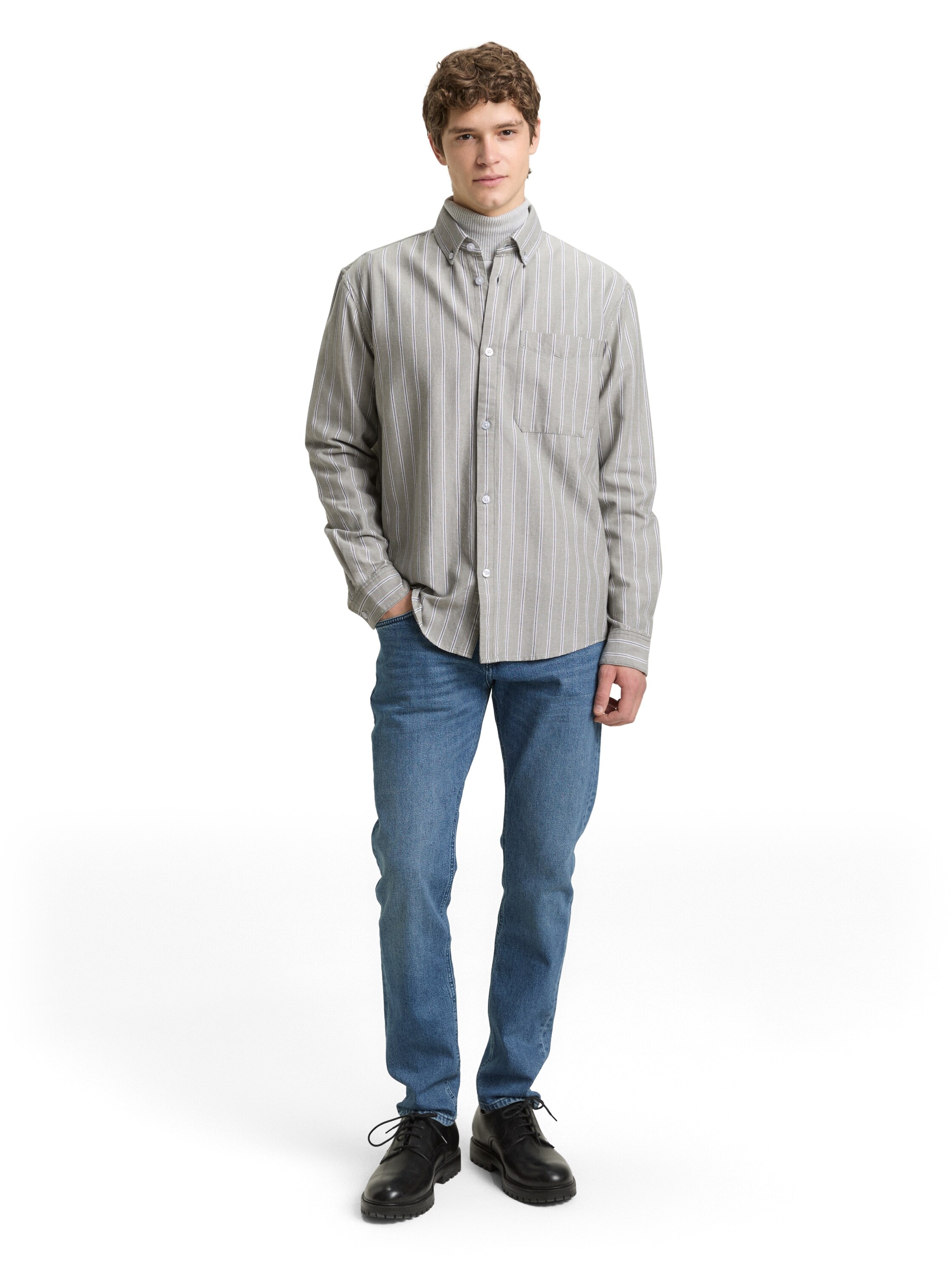 TOM TAILOR Denim Chemise à manches longues gestreift, mit Button-down-Kragen