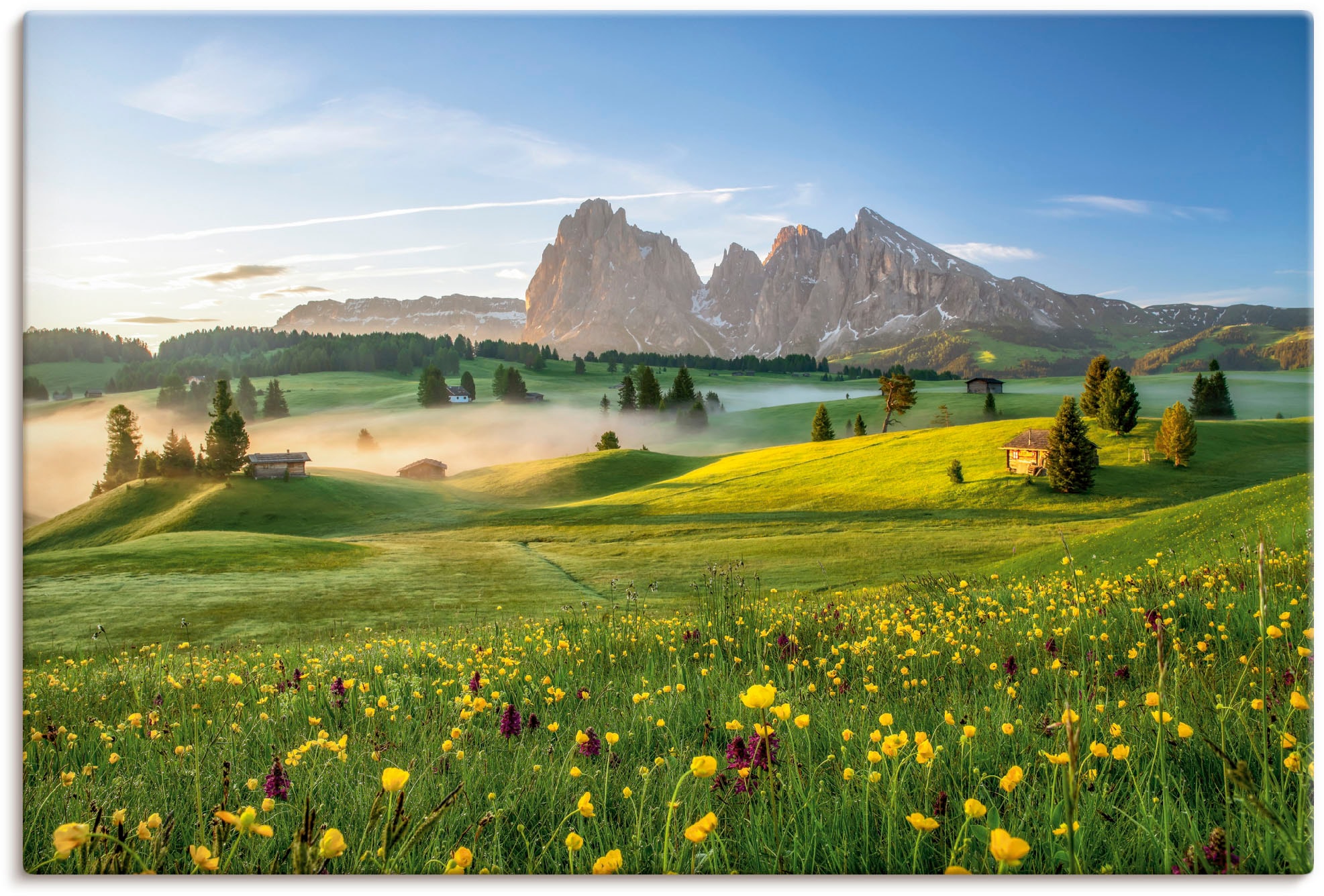 Image of Artland Leinwandbild "Frühling auf der Seiser Alm" Berge & Alpenbilder 1 Stk. tlg. auf Holzrahmen gespannt