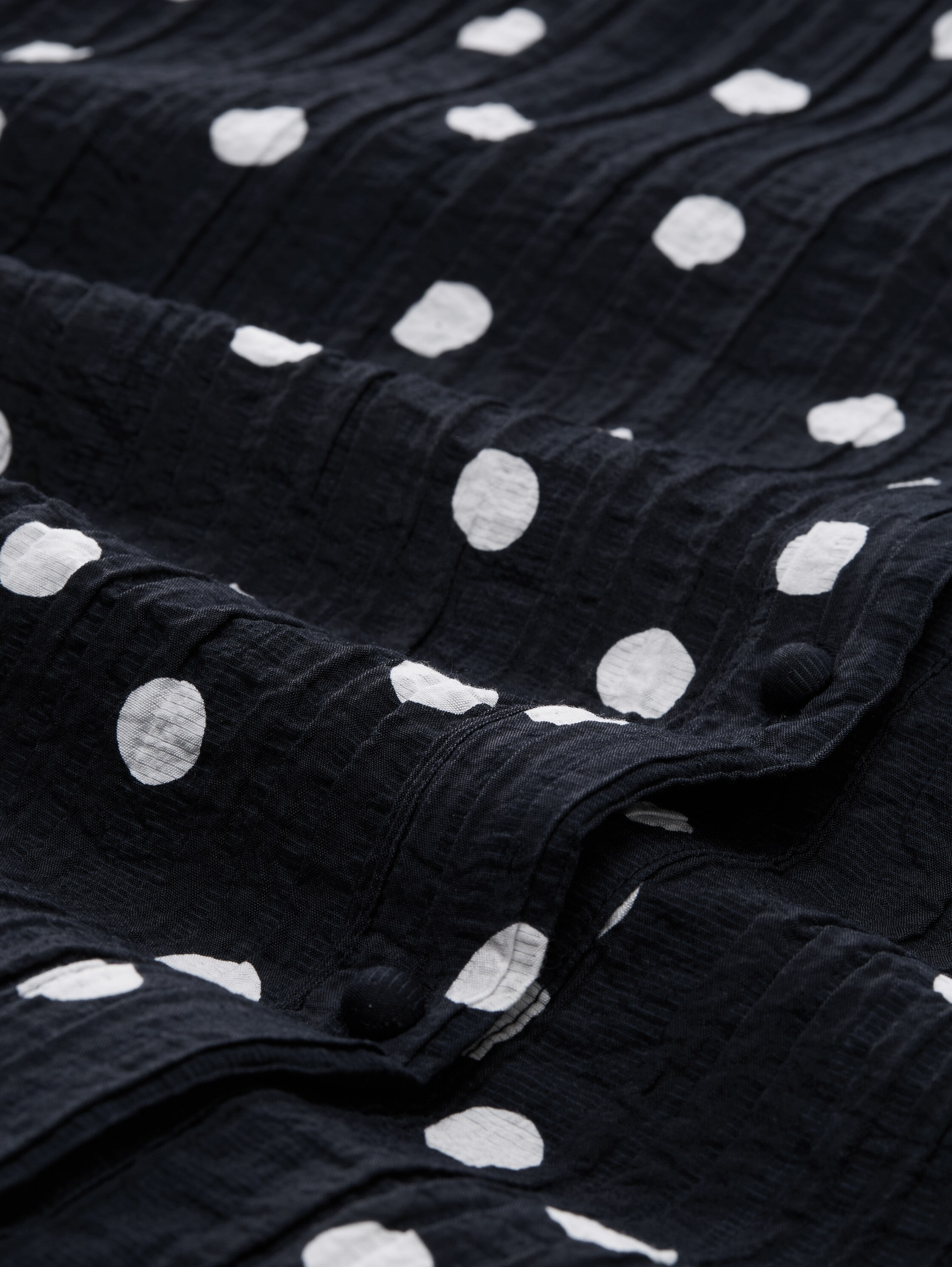 TOM TAILOR Midikleid Ohne Taschen Langarm Sommerkleid mit Punkten