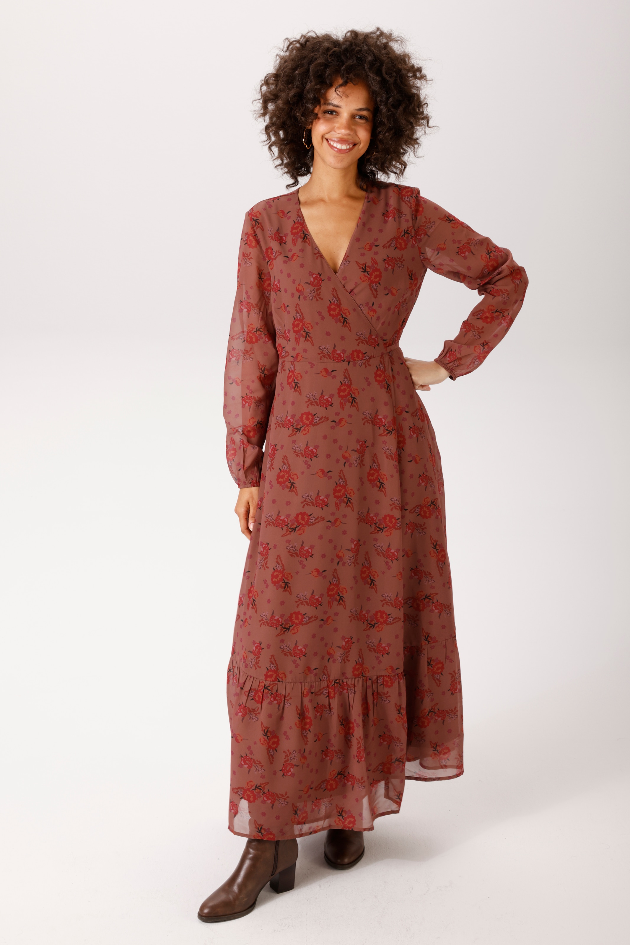 Image of Aniston CASUAL Wickelkleid mit Bindeband, mit farbharmonischem Blumendruck - NEUE KOLLEKTION
