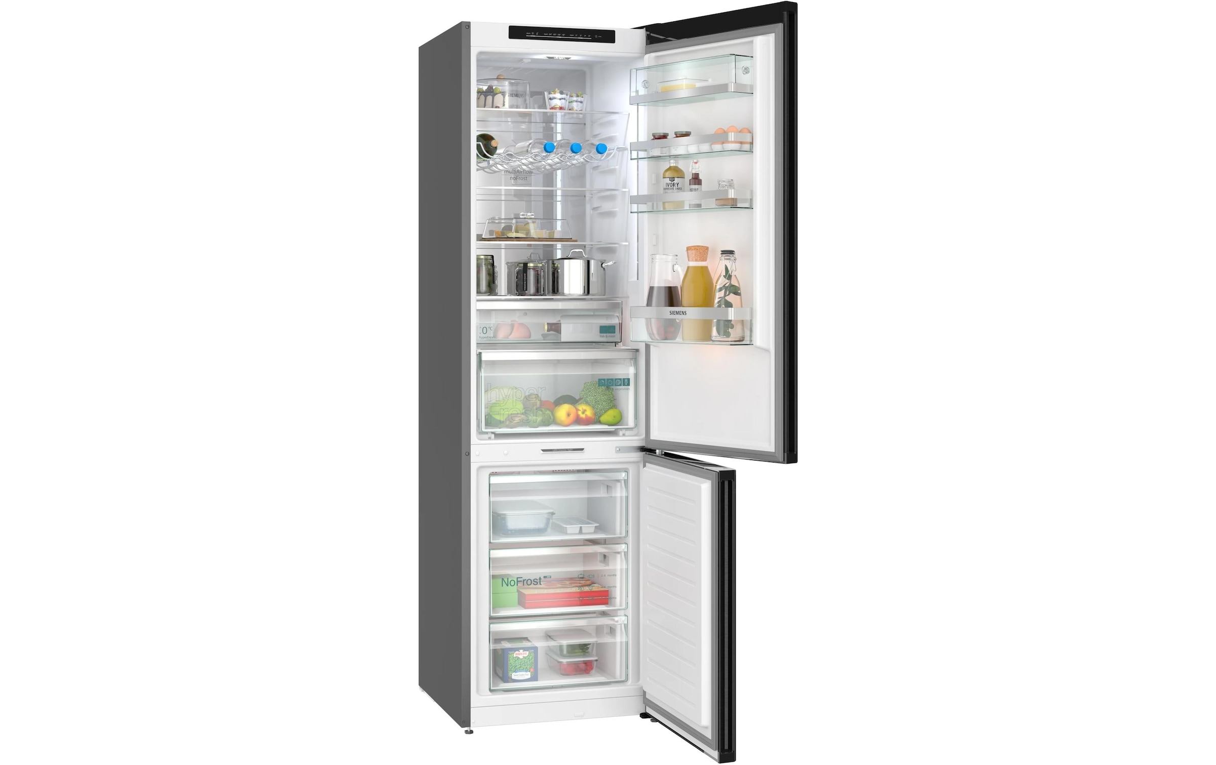 SIEMENS Kühl-/Gefrierkombination iQ700 »KG39NSBBF« 203 cm hoch 60 cm breit Elegantes Design in mattem Schwarz und kein Abtauen dank Total noFrost