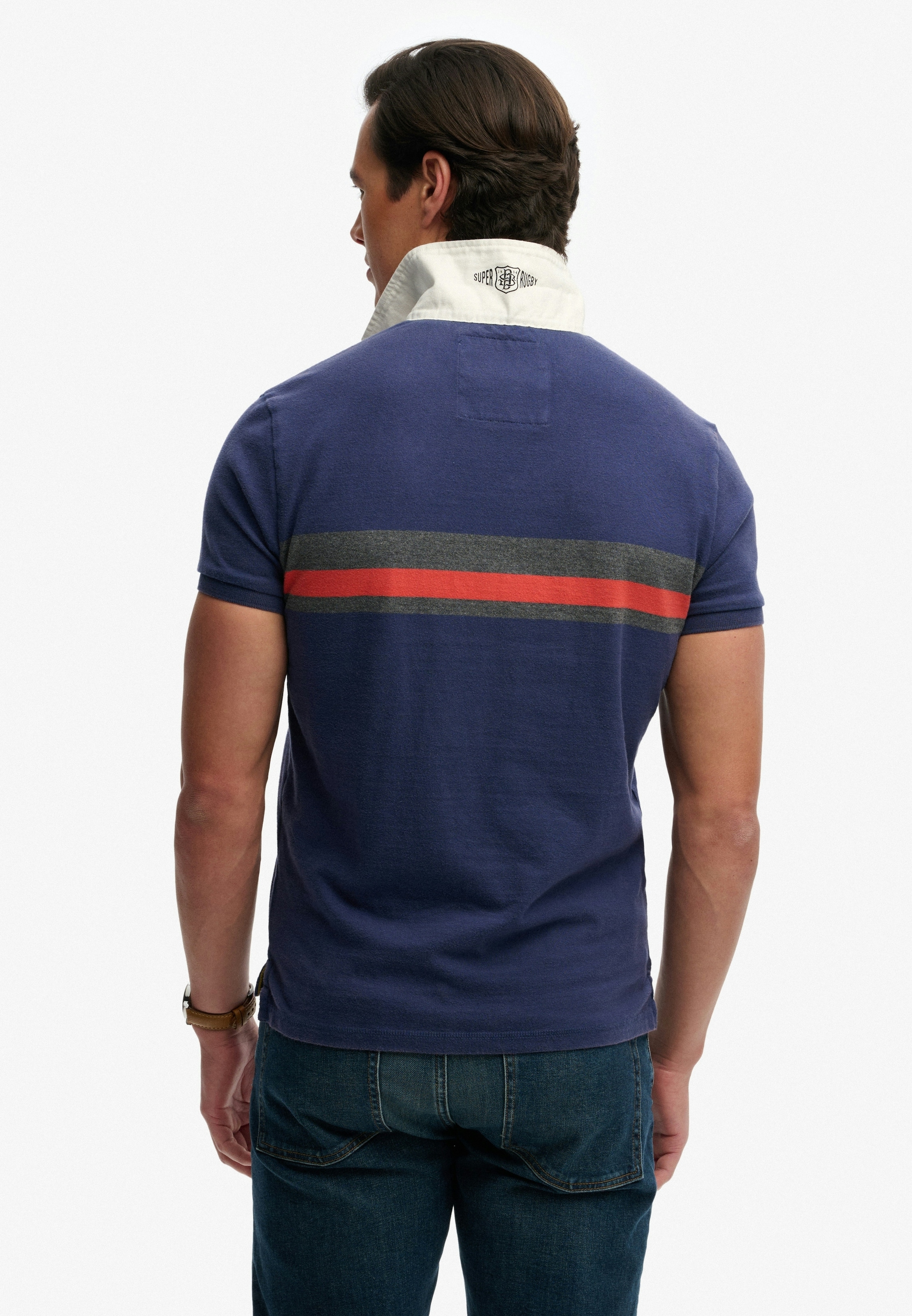 Superdry Polo »DOUBLE EMBLEM JERSEY SS RUGBY« dans le style rugby tendance