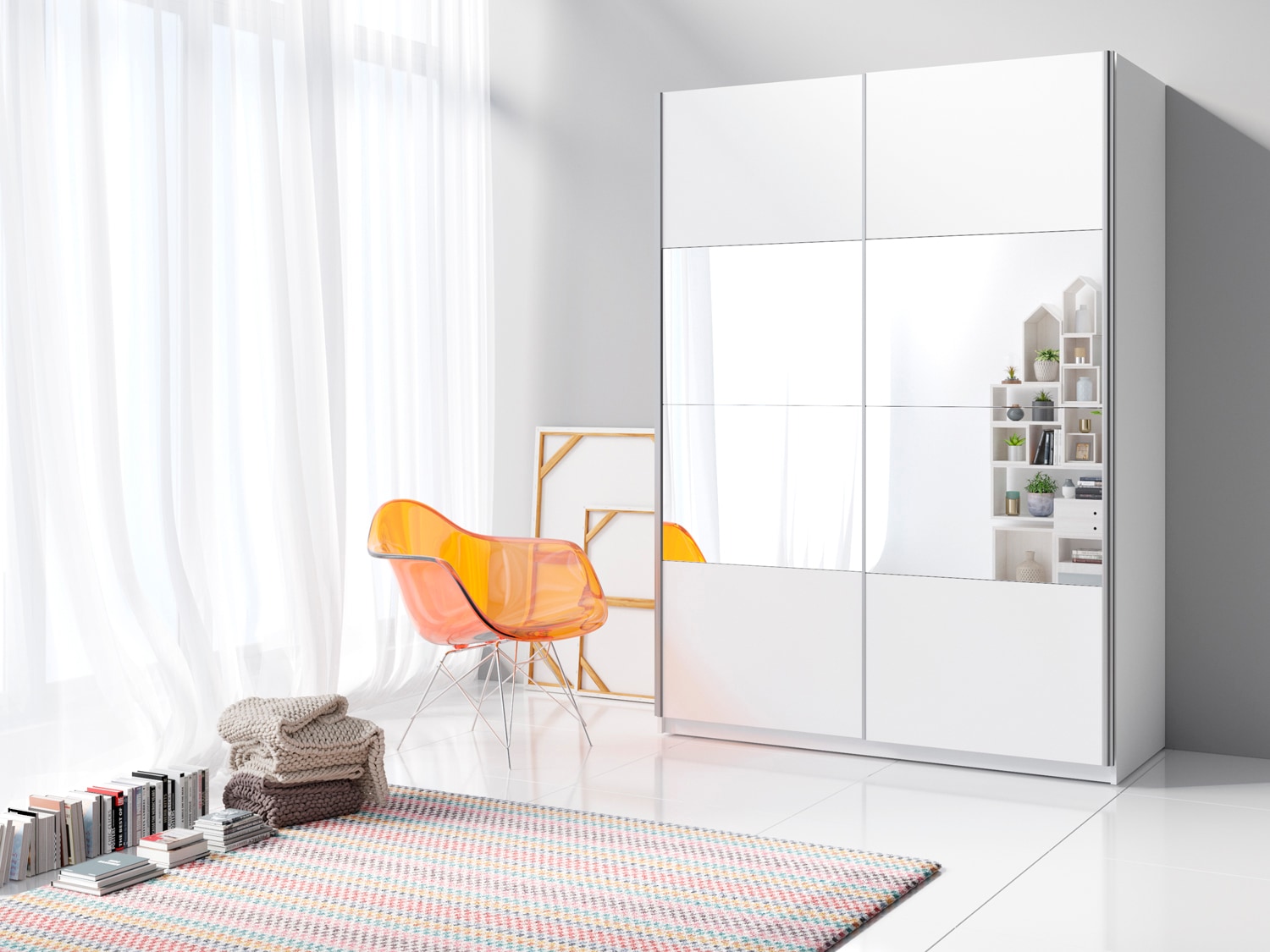 Image of Home affaire Schwebetürenschrank "Beta Schiebetürenschrank Kleiderschrank Wäscheschrank" mit Spiegel, INKLUSIVE kompletter Innenausstattung, Metallgriffe