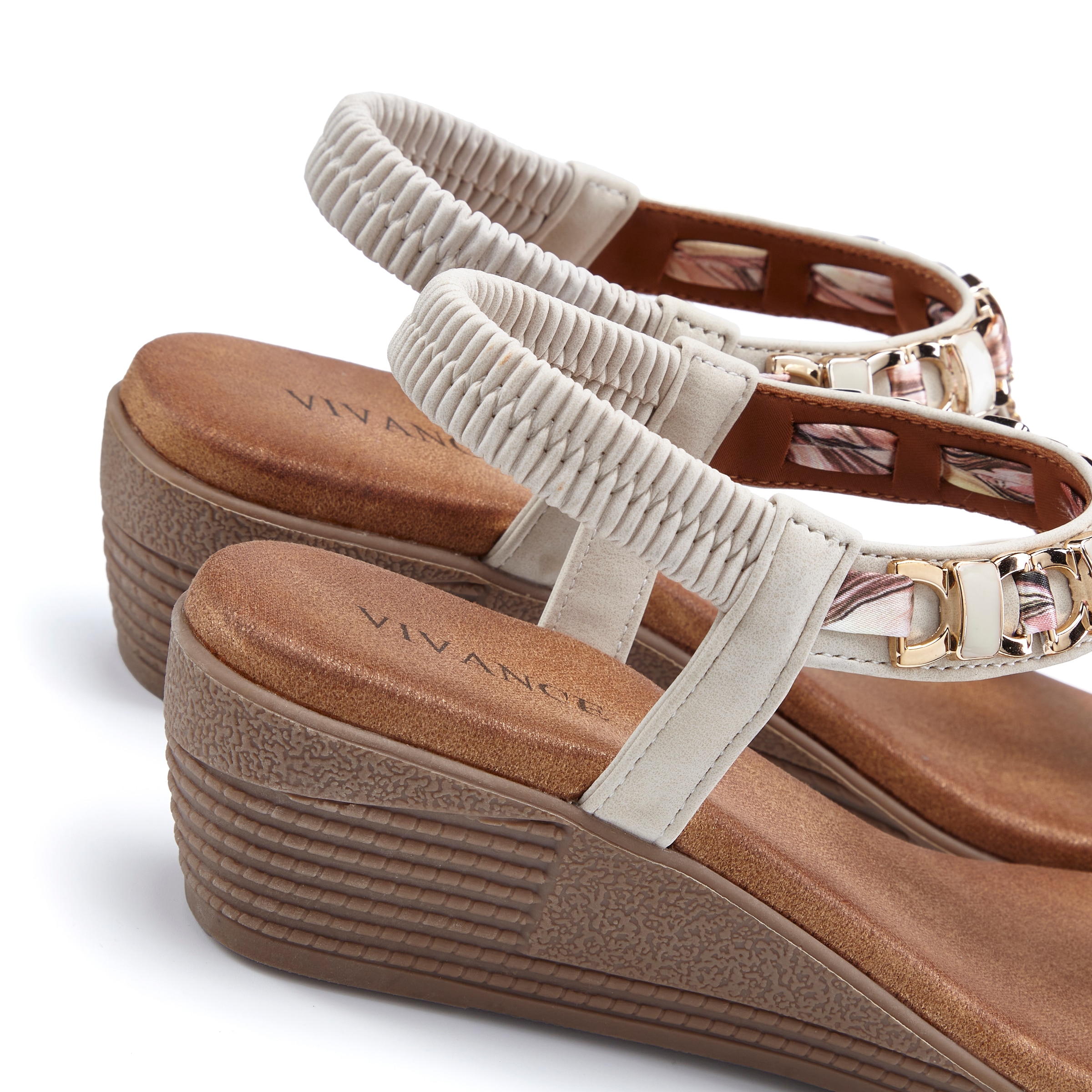 Vivance Sandales »Sommerschuh, offener Schuh, Sandale, Keilsandalette,«  avec lanières élastiques et talon compensé