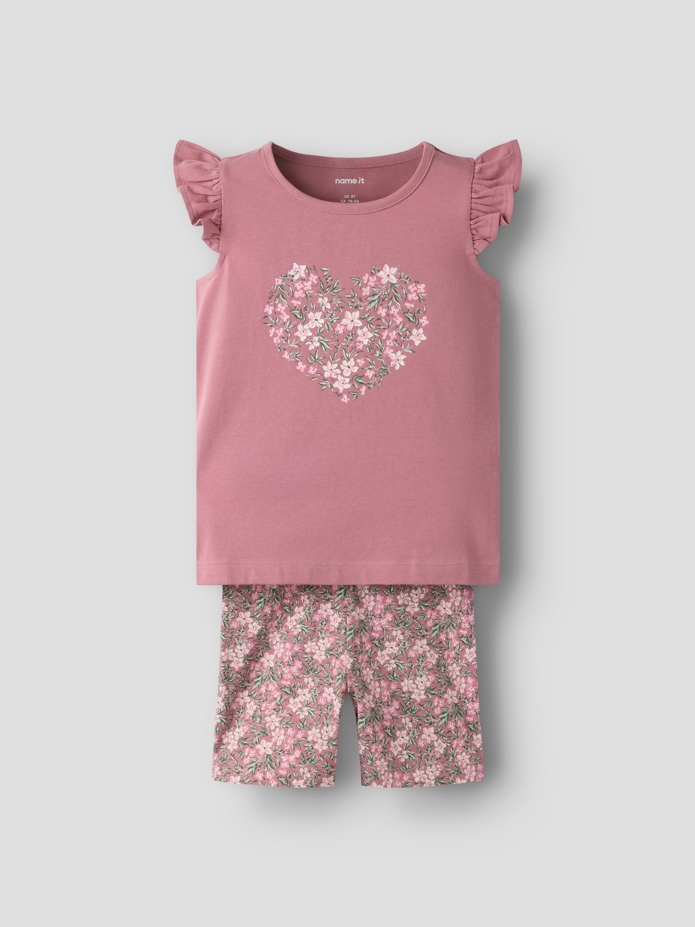 Image of Name It T-Shirt "NMFVAYANA CAPSL TOP SET" Set, Top und Jerseyshorts, 2 Baumwollmischung, regular fit