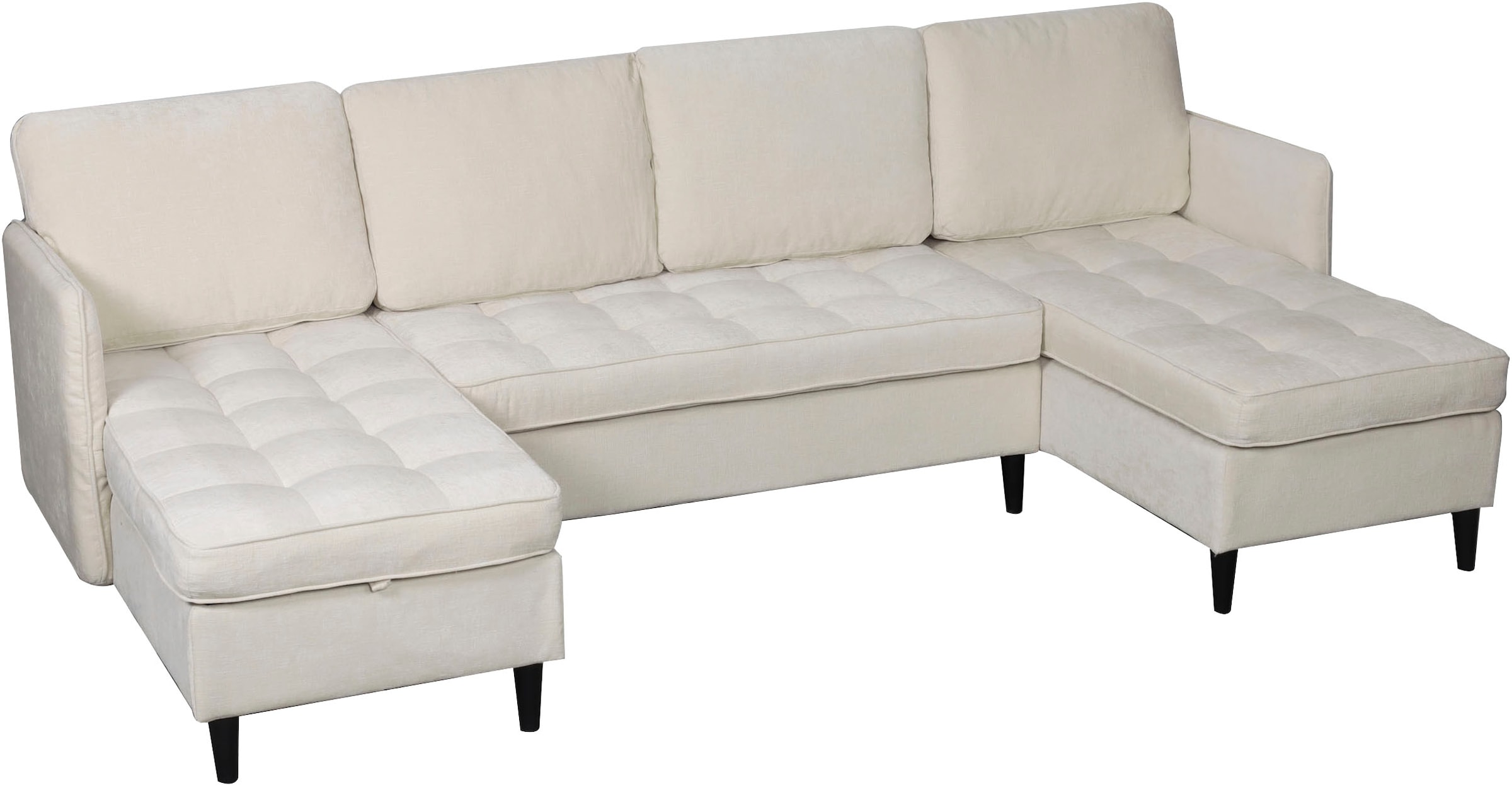 Dorel Home Paysage de salon »LINDHUS, U-Form, verschiedene Stellvarianten, Modulsofa« Recamiere, Stauraum, Cord und Chenille-Bezug