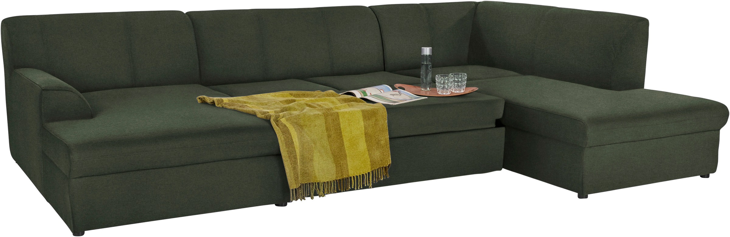 DOMO collection Wohnlandschaft »Topper, elegant und zeitlos, komfortabel, U-Form«, wahlweise mit Bettfunktion
