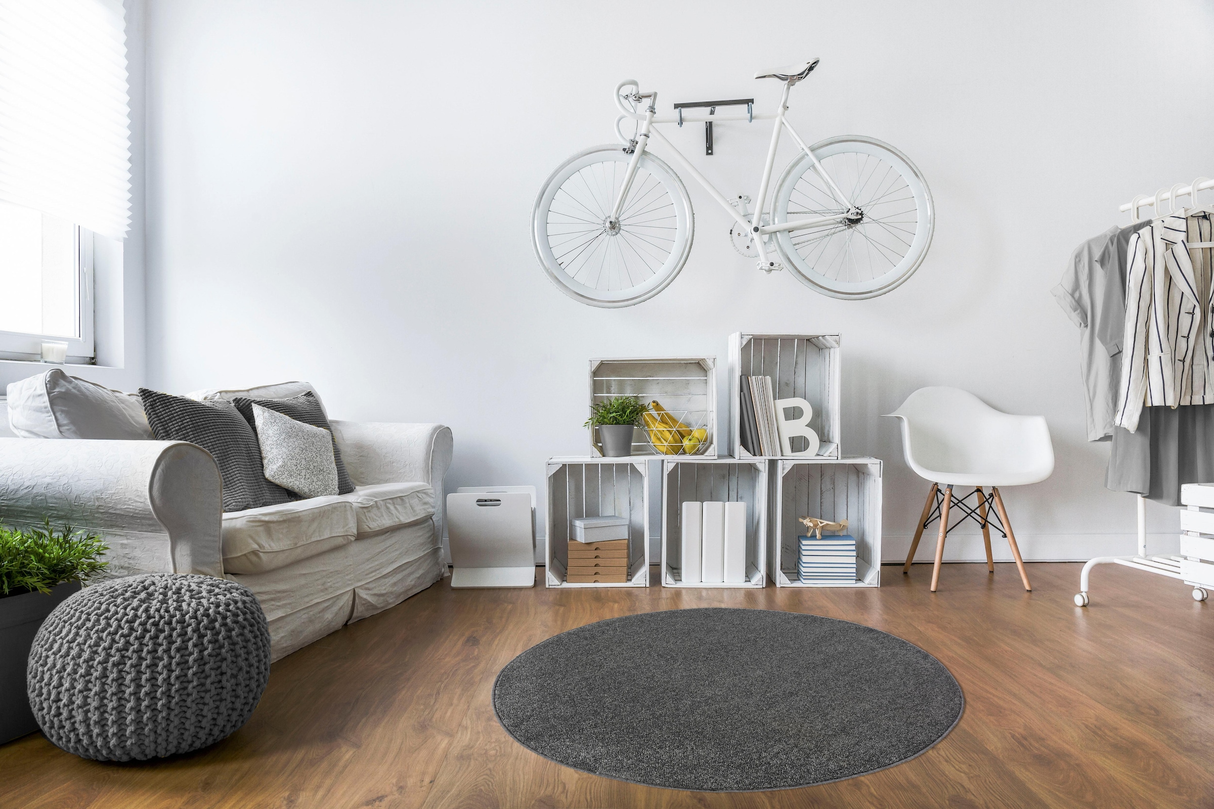 Andiamo Teppich »Jerez«, rund, 8 mm Höhe, Kurzflor, gewebt, Uni-Farben, Wohnzimmer & Schlafzimmer