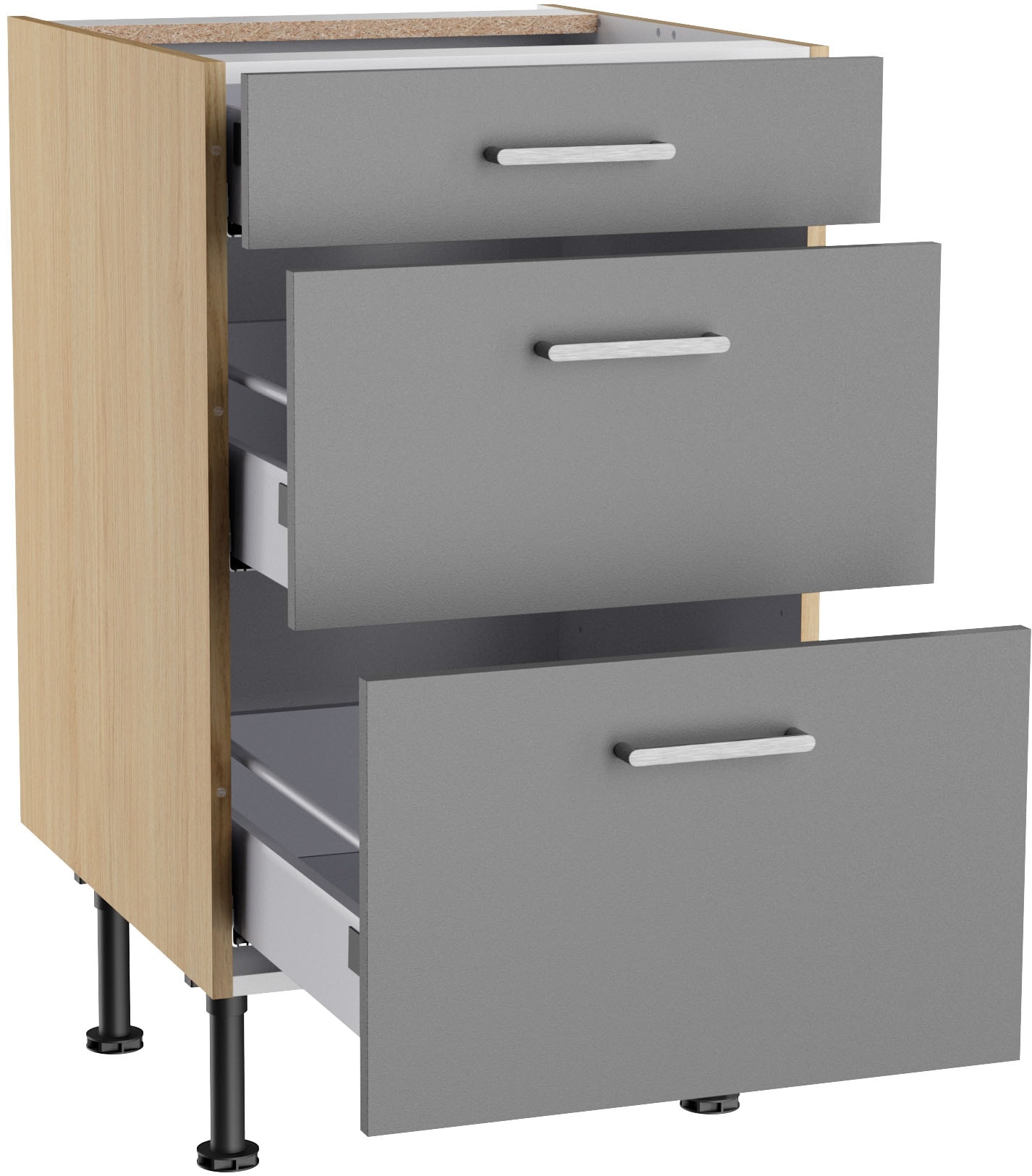 KOCHSTATION Armoire basse »KS-Lucy« Breite 50 cm, 1 Schubkasten, 2 Auszügen, Soft-Close, verstellb. Füsse