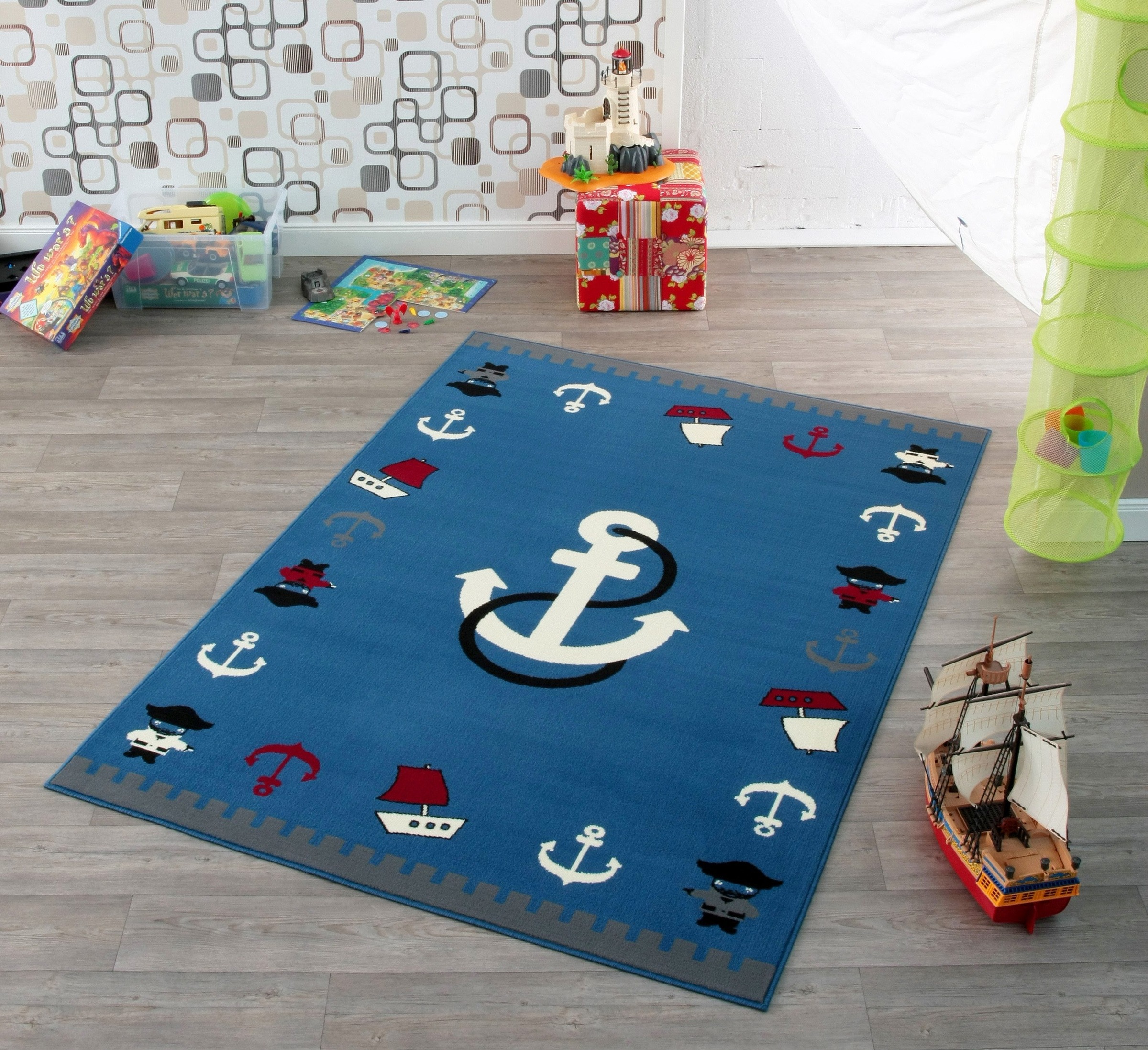 Image of HANSE Home Teppich »Anker«, rechteckig, 9 mm Höhe, maritimes Design, Wohnzimmer bei Ackermann Versand Schweiz