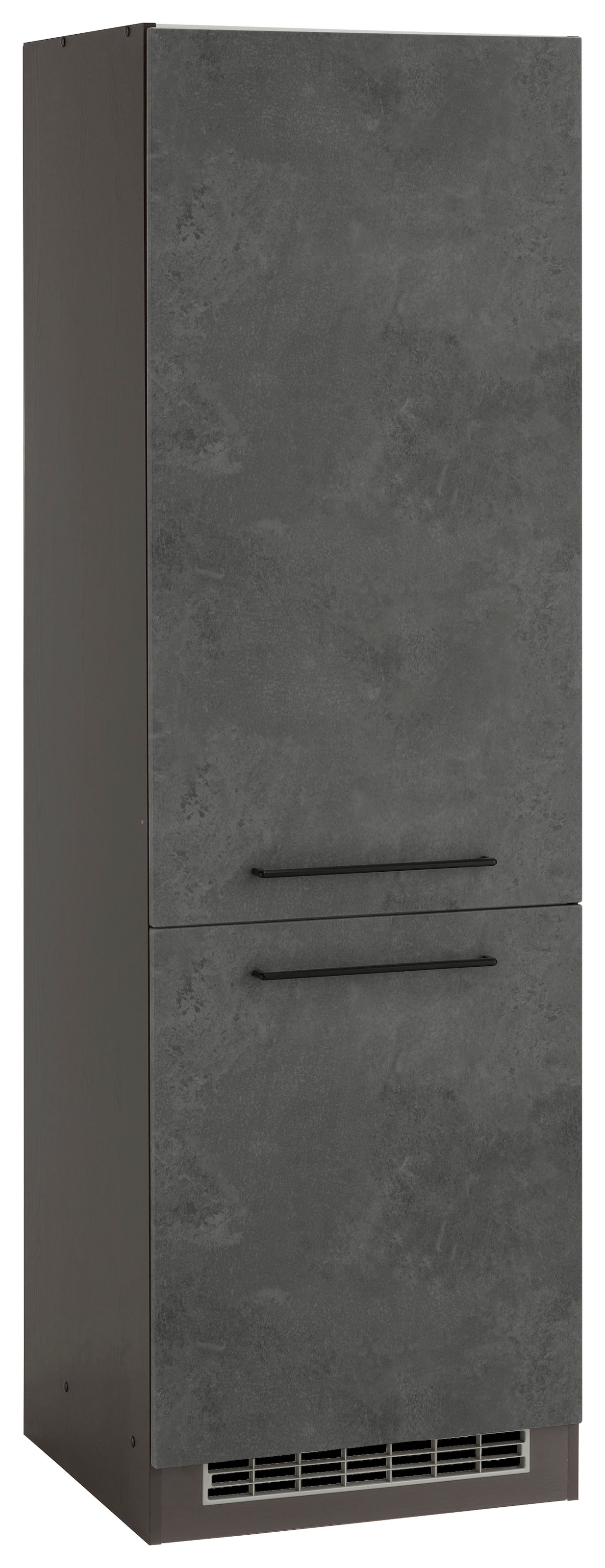 Image of KOCHSTATION Kühlumbauschrank "KS-Tulsa" 60 cm breit, 200 cm hoch, 2 Türen, schwarzer Metallgriff, MDF Front