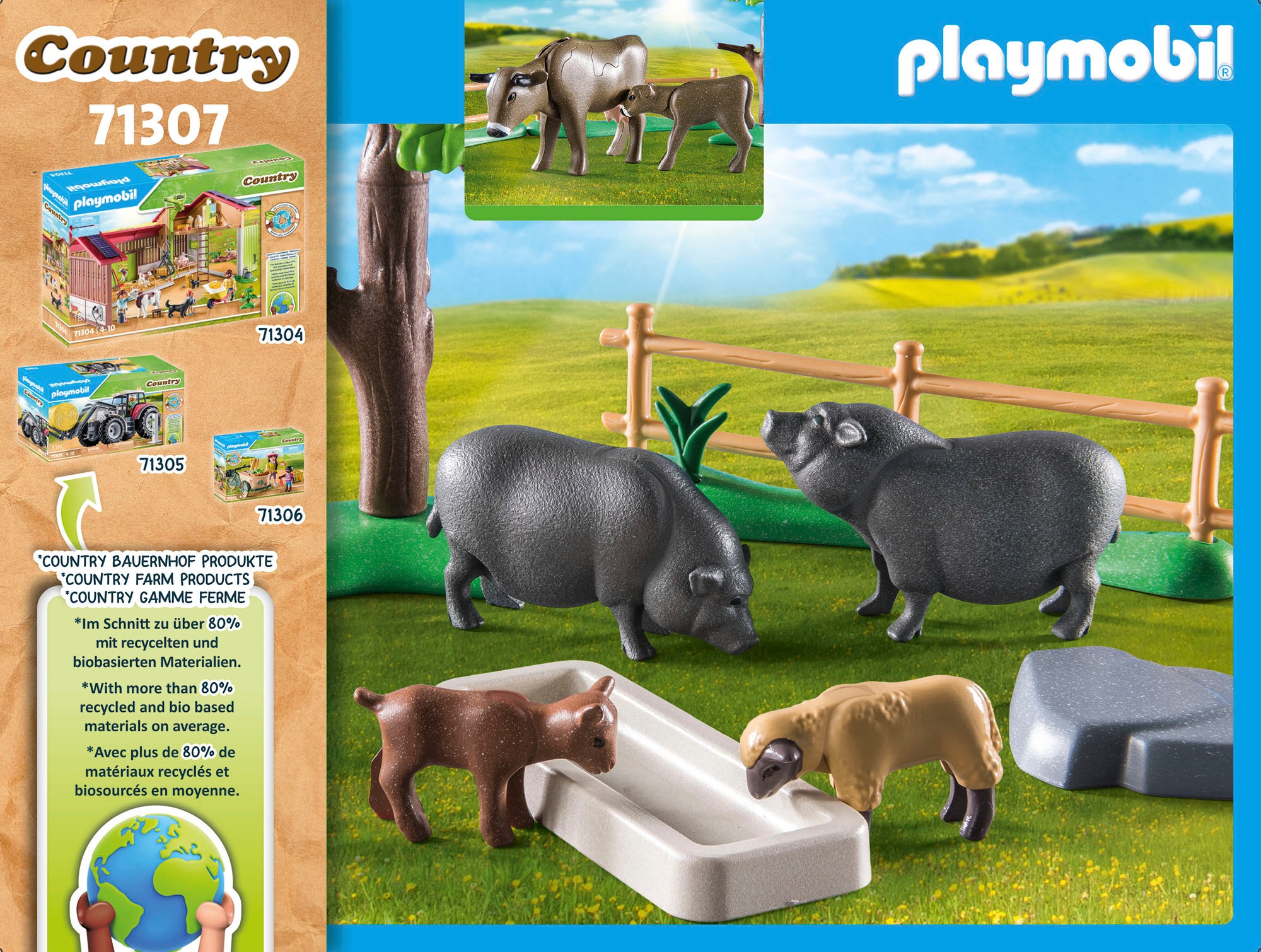Playmobil® Konstruktions-Spielset »Bauernhoftiere (71307), Country«, (24 St.), teilweise aus recyceltem Material; Made in Germany