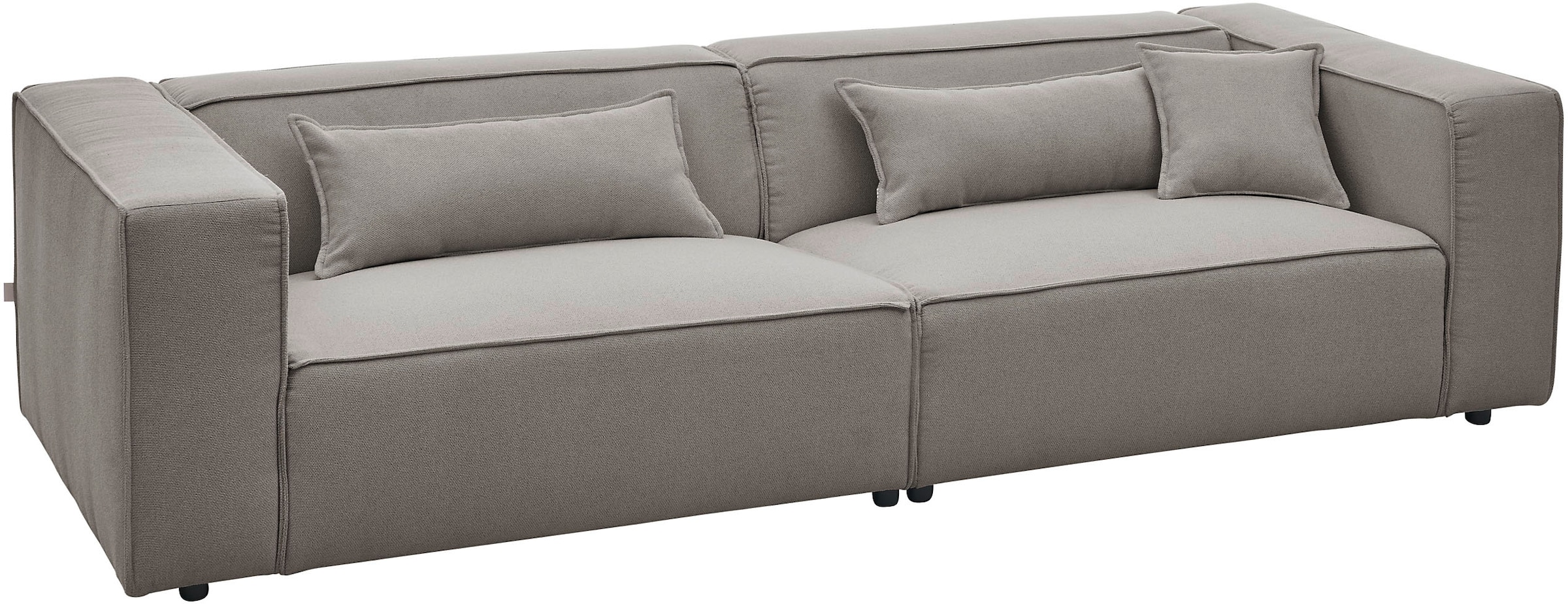 LeGer Home by Lena Gercke 3-places »PIARA, Struktur, Couch mit Kedernaht« pieds noirs, confort d'assise agréable