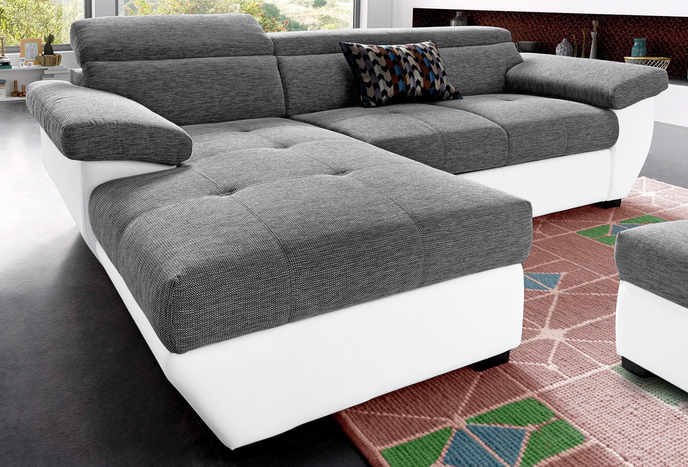 COTTA Polstergarnitur »Speedway L-Form«, (Set), Set bestehend aus: Ecksofa mit Kopfteilverstellung & Hocker