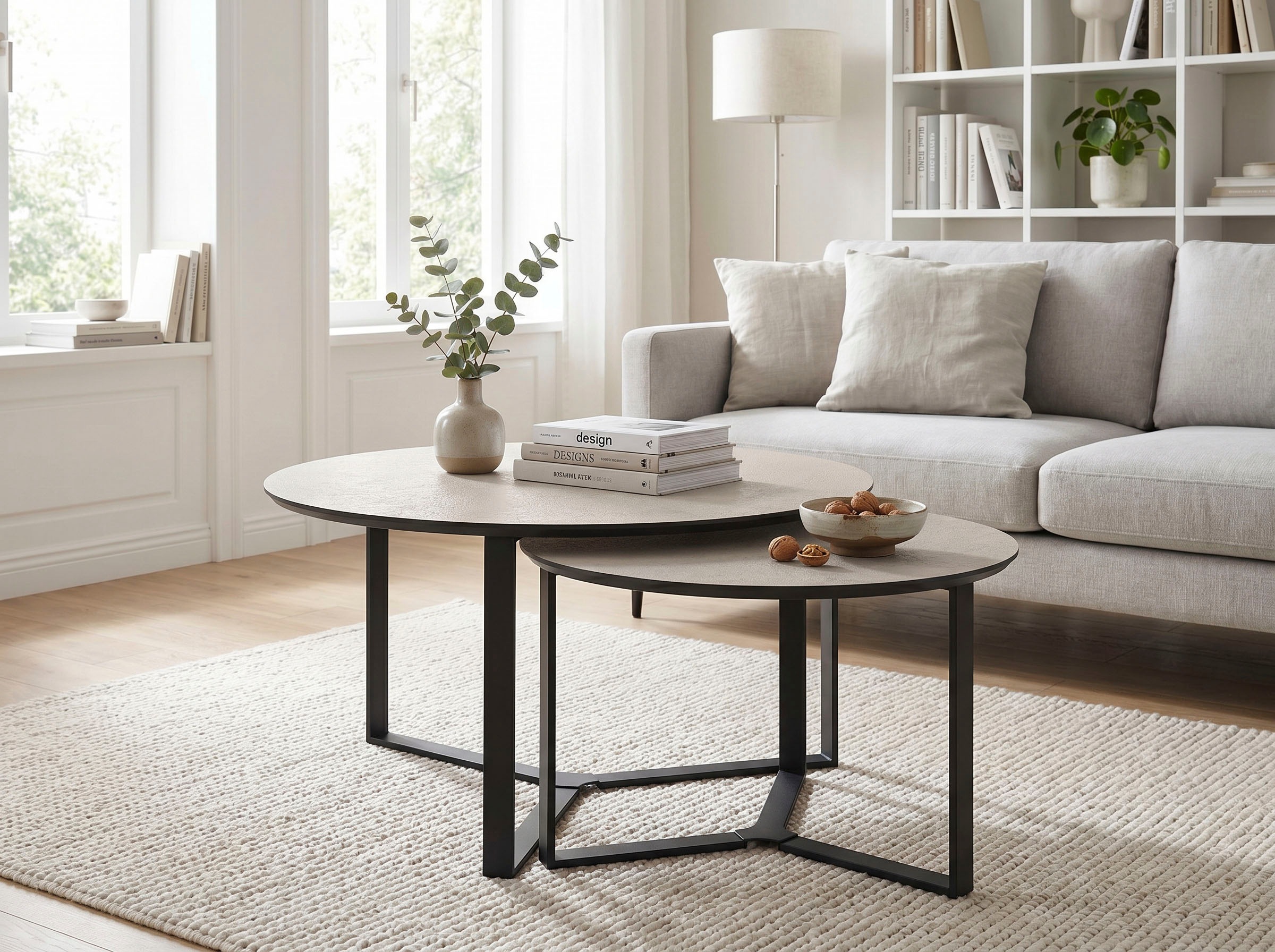 HELA Couchtisch "MASSA" Set, 2 Stk. tlg. 2er Set, Gestell rechteckig, Melamin mit Schweizer Kante