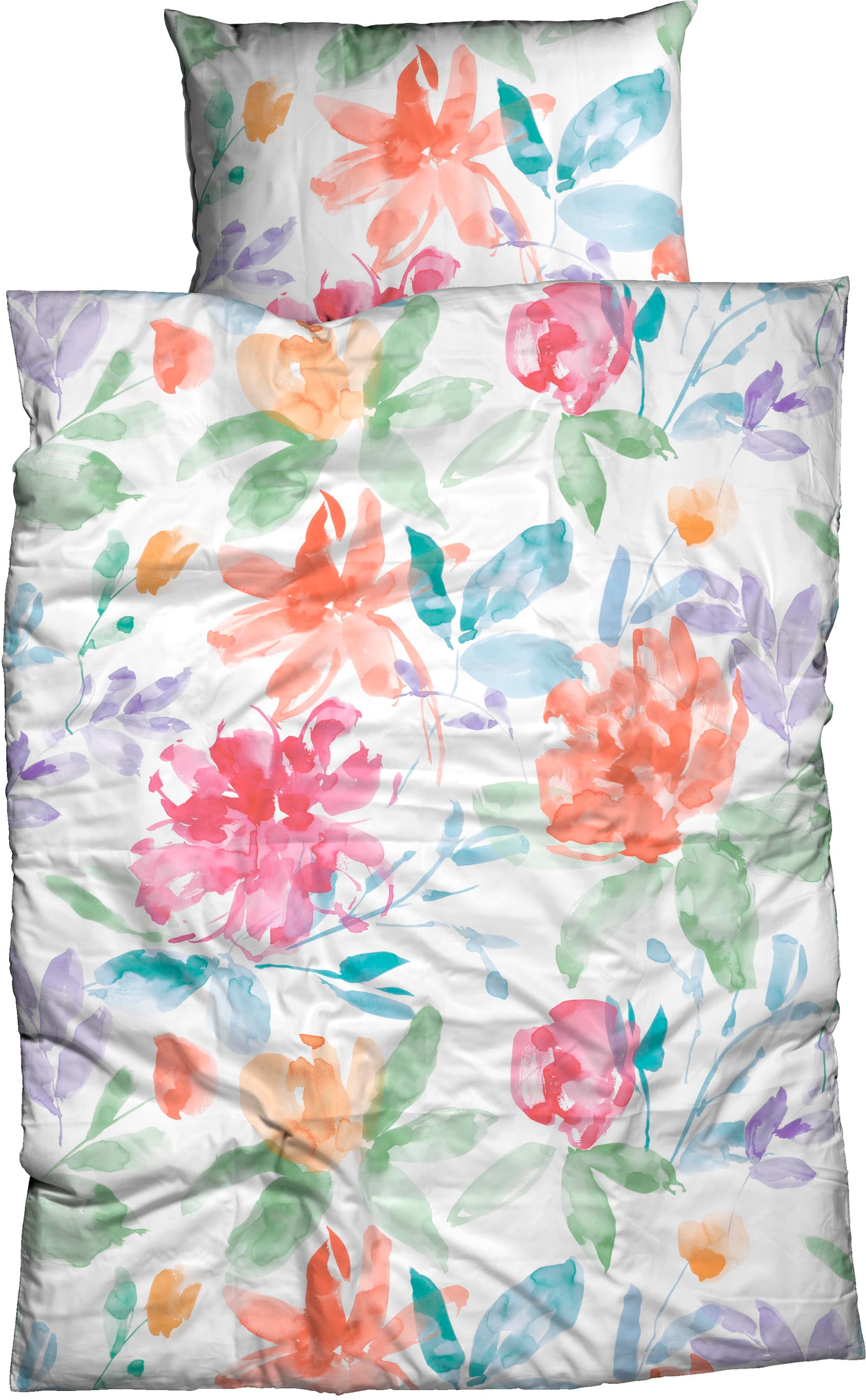 CASATEX Bettwäsche »Florina«, (2 tlg.), farbenfrohes Blütendesign