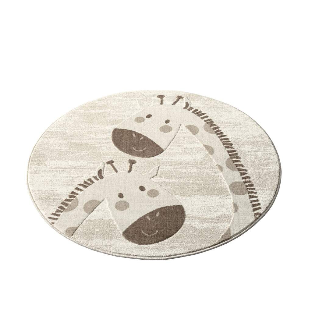 Carpet City Kinderteppich »MARA719«, rund, 11 mm Höhe, Kinderzimmer Teppich Tiere Beige Spielzimmer