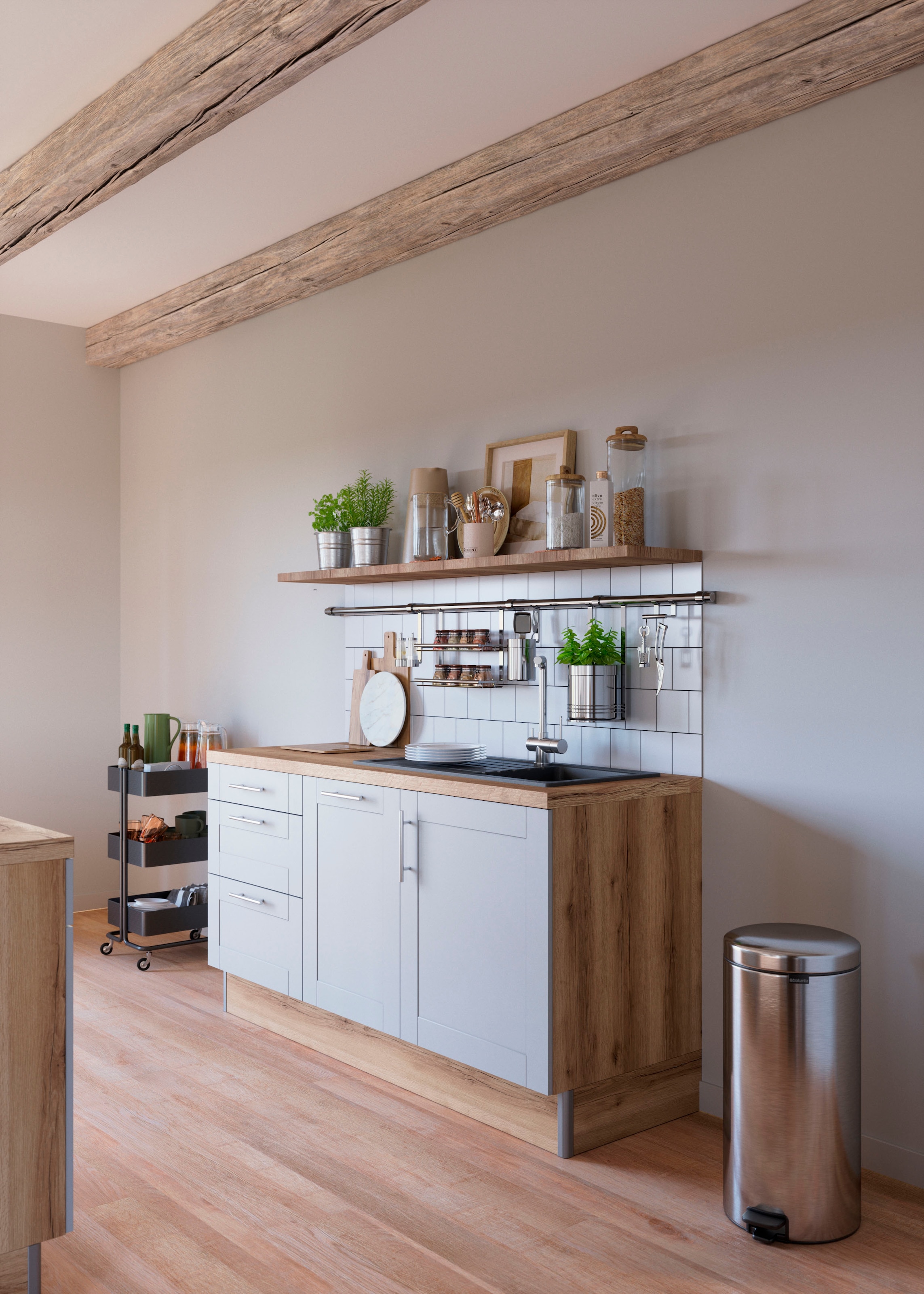KOCHSTATION Küche »KS-Ahus«, 180 cm breit, wahlw.mit E-Geräten, Soft Close Funktion, MDF Fronten