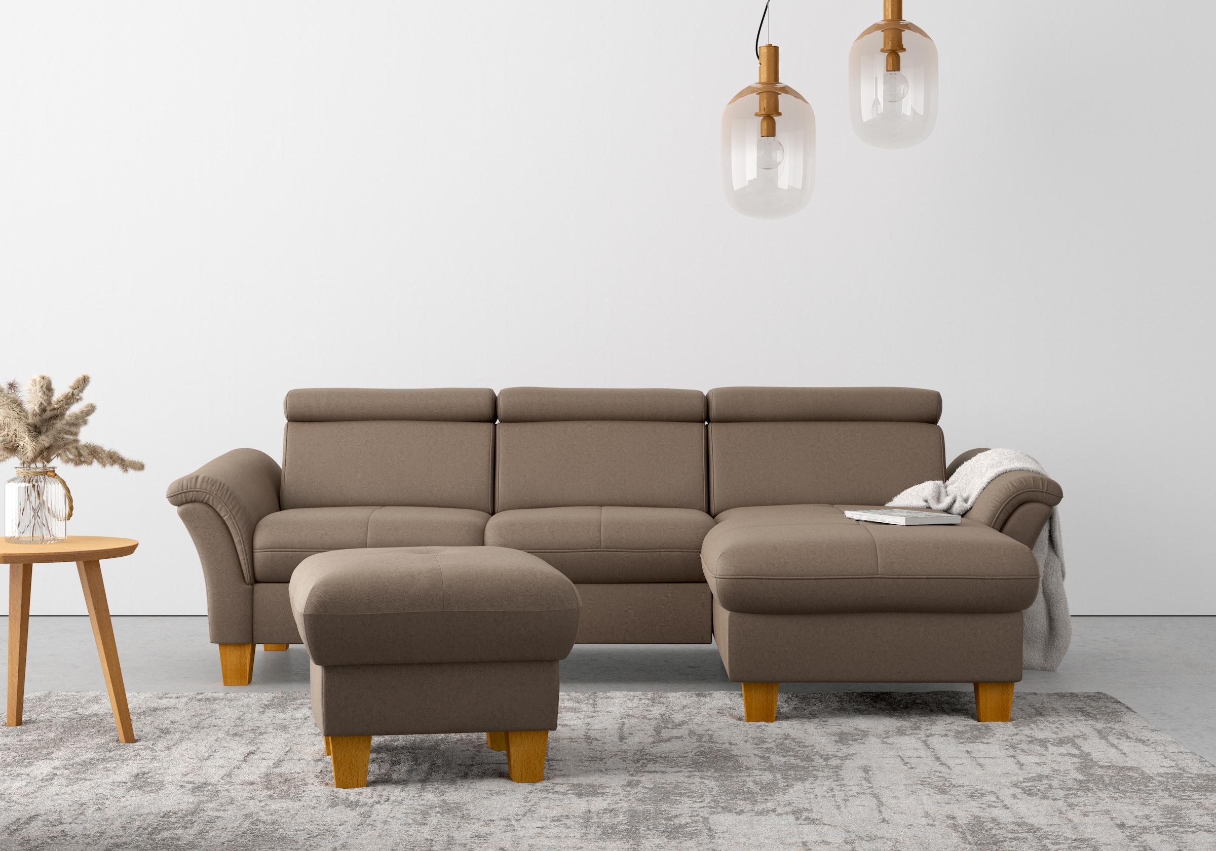 Image of Home affaire Ecksofa "Lindgren L-Form" wahlweise mit Bett mit klappbaren Rollen, Kasten und Kopfverstellung