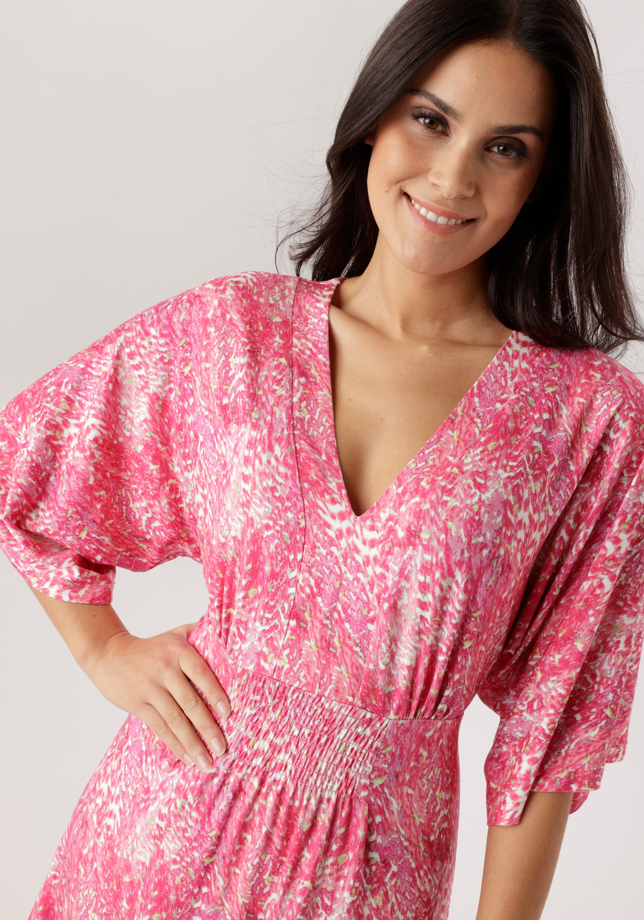 Aniston SELECTED Maxi robe mit weiten, 3/4-langen Ärmeln - NEUE KOLLEKTION