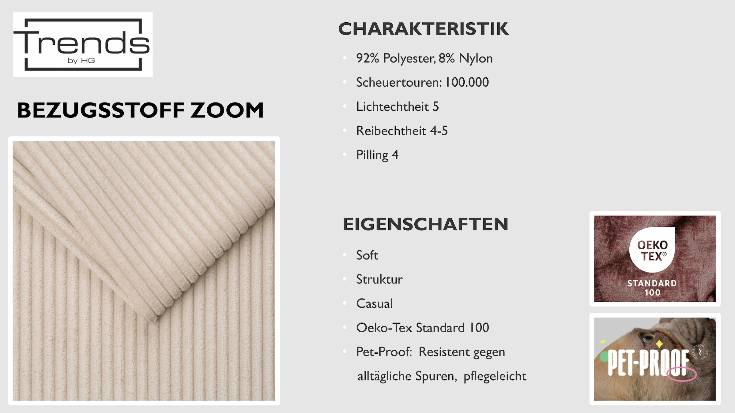 Trends by HG Canapé d'angle »Leo, B: 309, in Cord und Chenille«