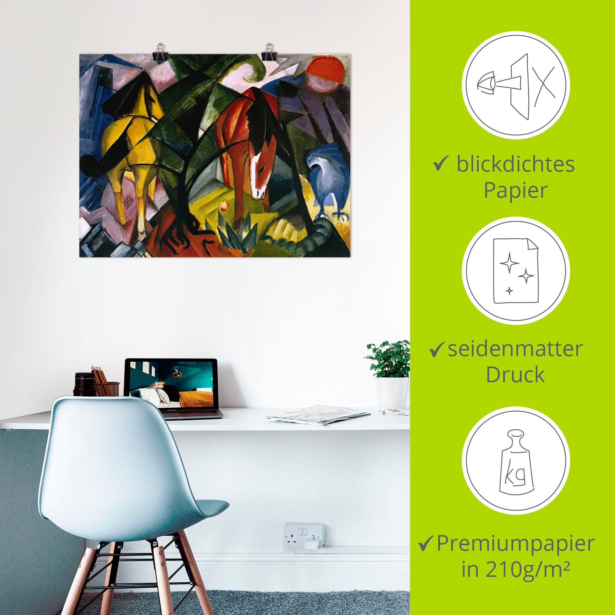 Artland Wandbild »Pferde und Adler. 1912« Haustiere 1 Stk. tlg. als Leinwandbild, Poster in verschied. Grössen