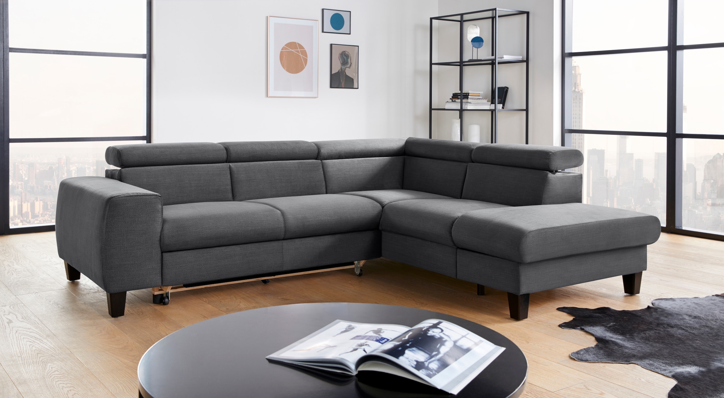 COTTA Ecksofa »Morven L-Form«, Kopfteilverstellung, wahlweise mit Bettfunktion und Bettkasten