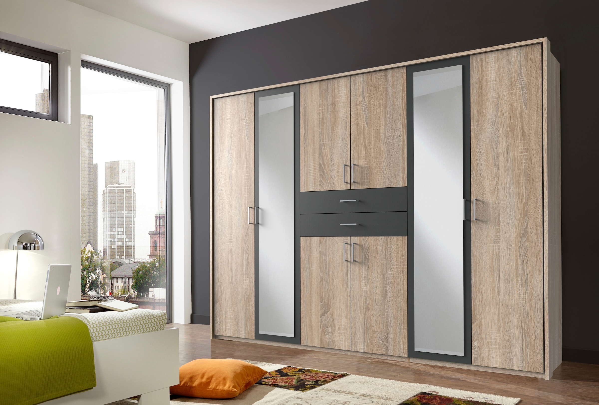 Wimex Kleiderschrank »Diver Drehtürenschrank mit Spiegel, 180, 225 o. 270cm breit«, Bestseller Schlafzimmerschrank wahlweise 3 Innenausstattungen