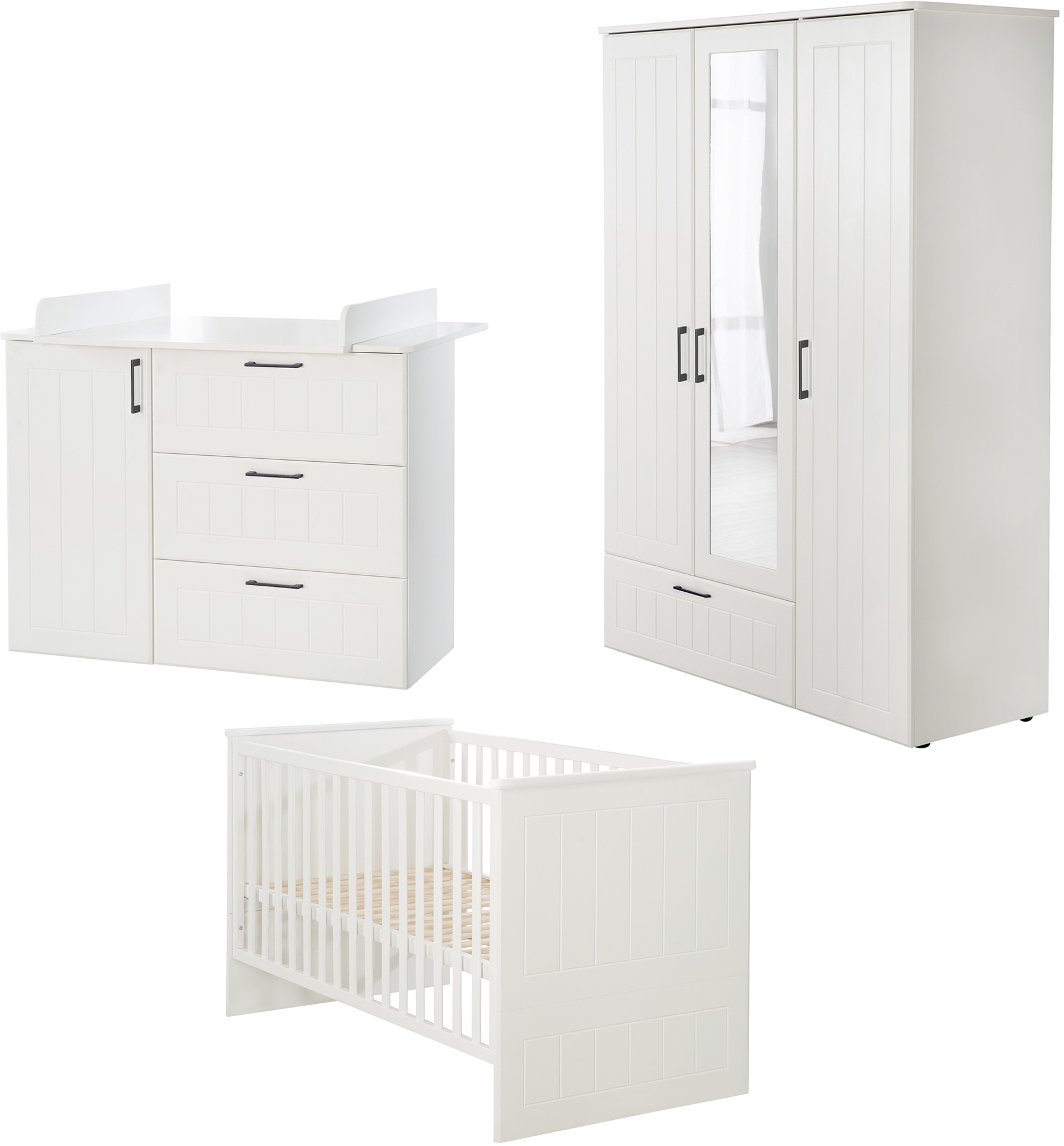 Image of roba® Babyzimmer-Komplettset »Sylt«, (Set, 3 St., Gitterbett, Schrank, Wickelkommode), mit Kinderbett, Wickelkommode & Kleiderschrank; Made in Europe bei Ackermann Versand Schweiz