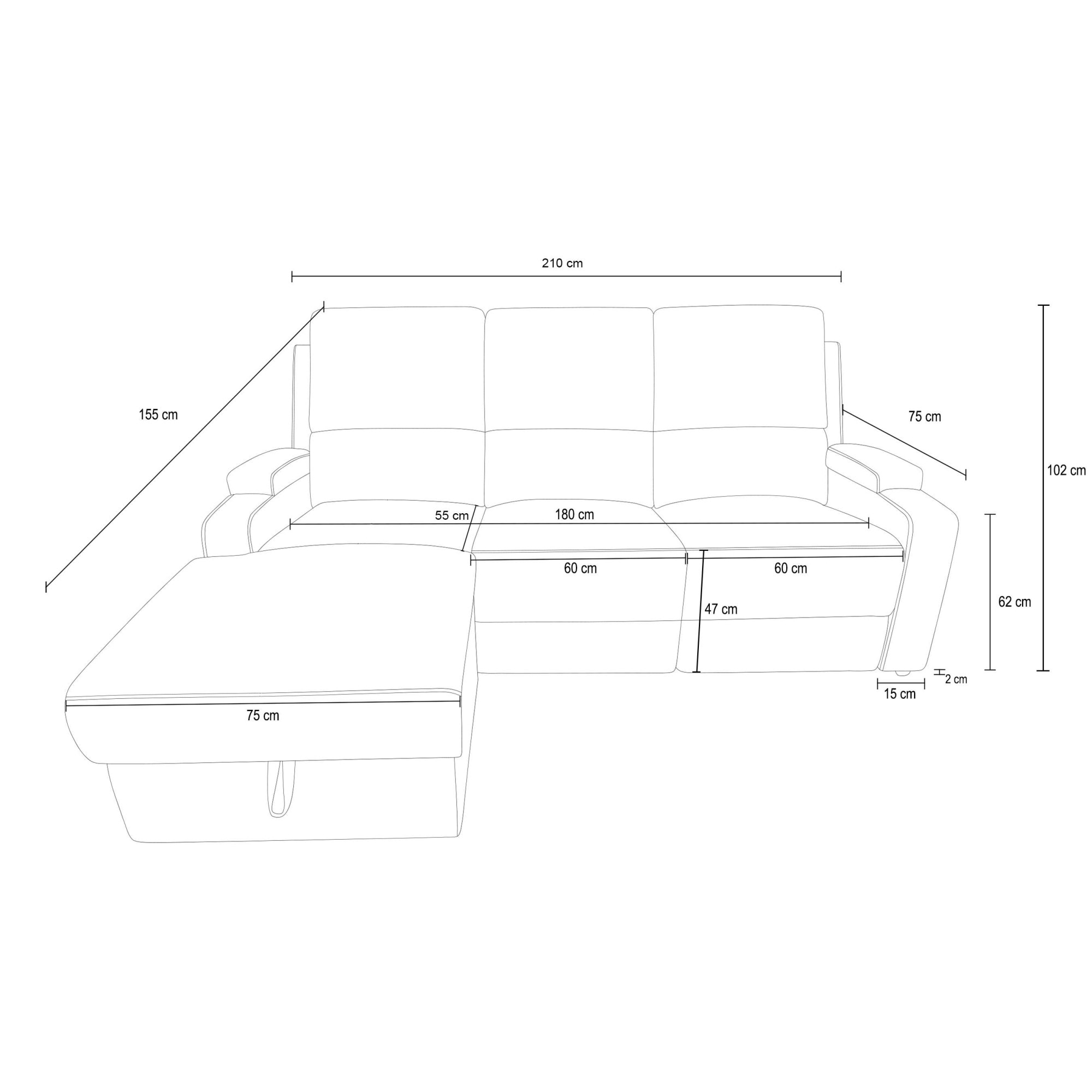 GOODproduct »NAPORI Struktur-Bezug, L-Form, 210cm, man./elektr. Relaxfunktion« USB-A bei elektr. Variante, Staukasten, Seitentasche u. Federkern